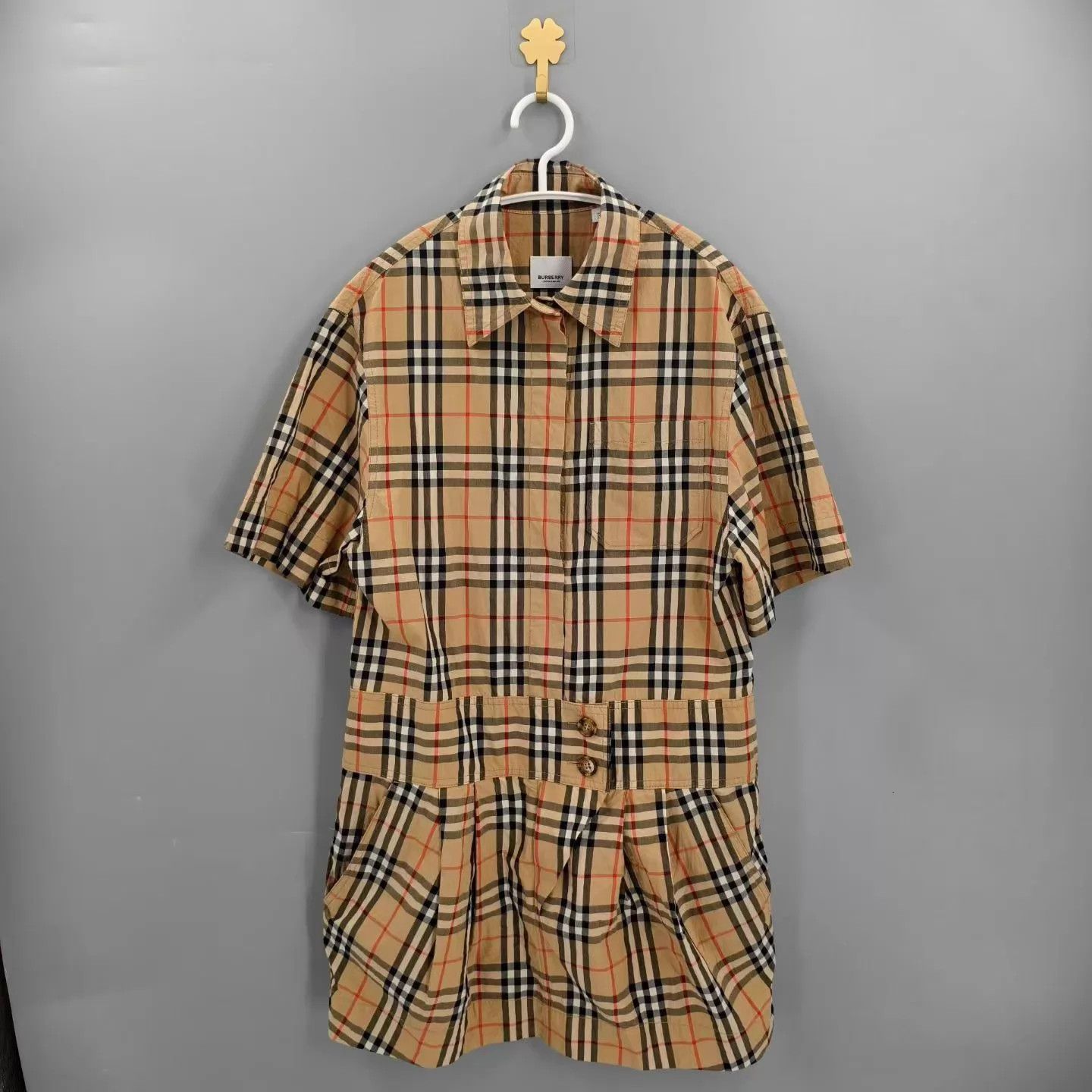 Burberry BURBERRY Retro Check Short Sleeve A-Line Dress UK8 Size S / US 4 / IT 40 - 1 Thumbnail