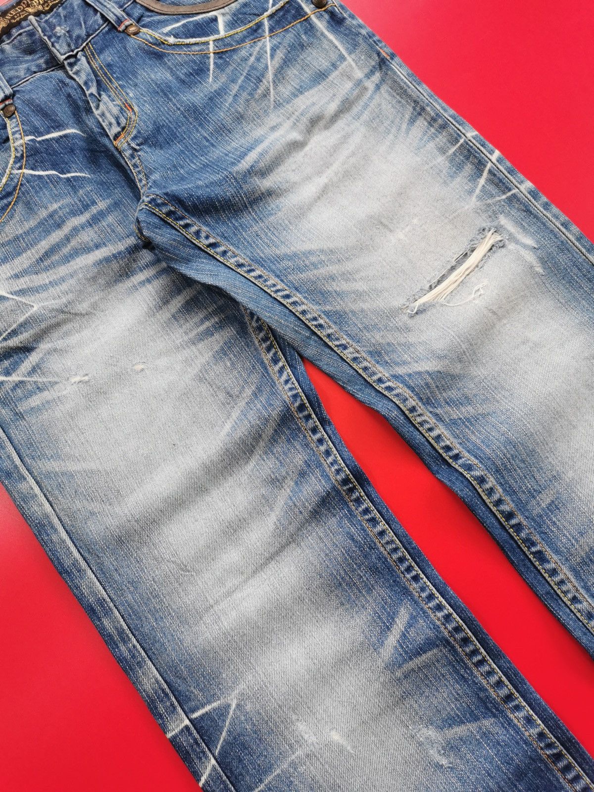 If Six Was Nine Red Pepper Red Indian Embroidery Denim Jeans Size US 32 / EU 48 - 11 Thumbnail