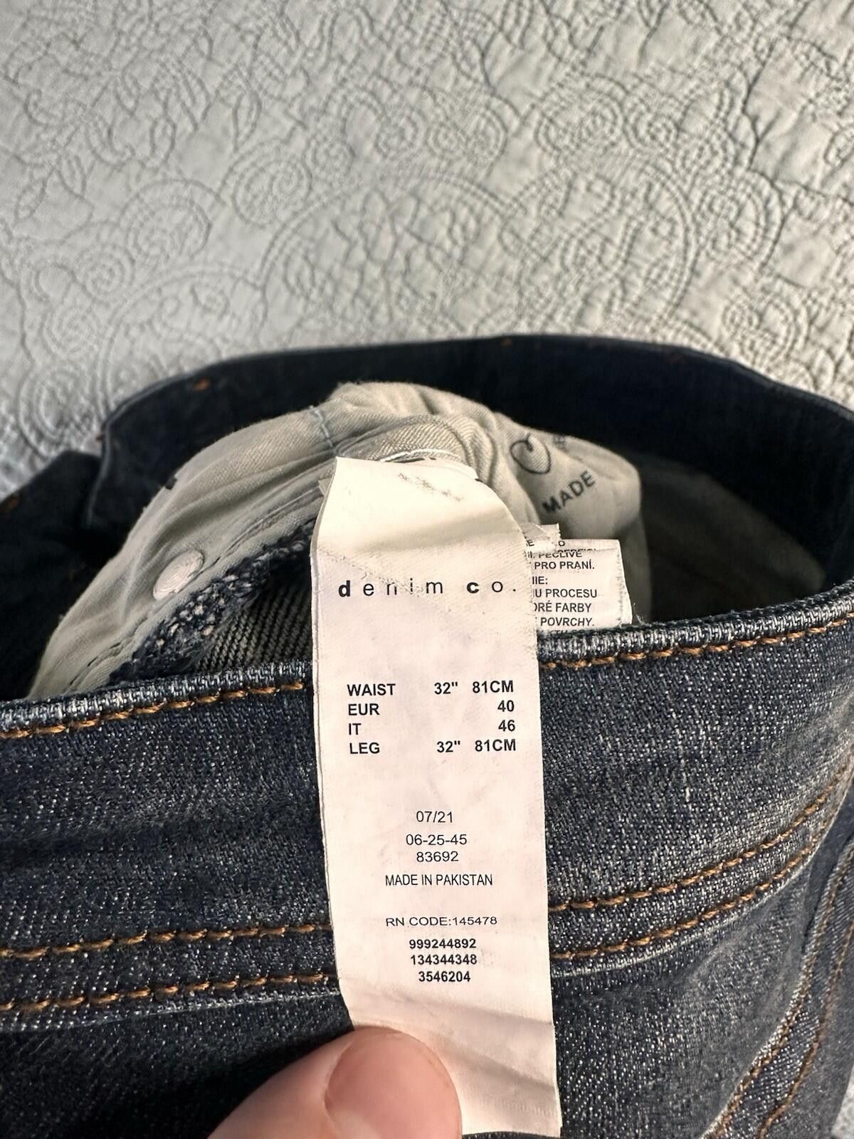 Denim & Co. Denim Co. Men’s 32X32 Dark Wash Blue Jeans Button Fly Size US 32 / EU 48 - 8 Thumbnail