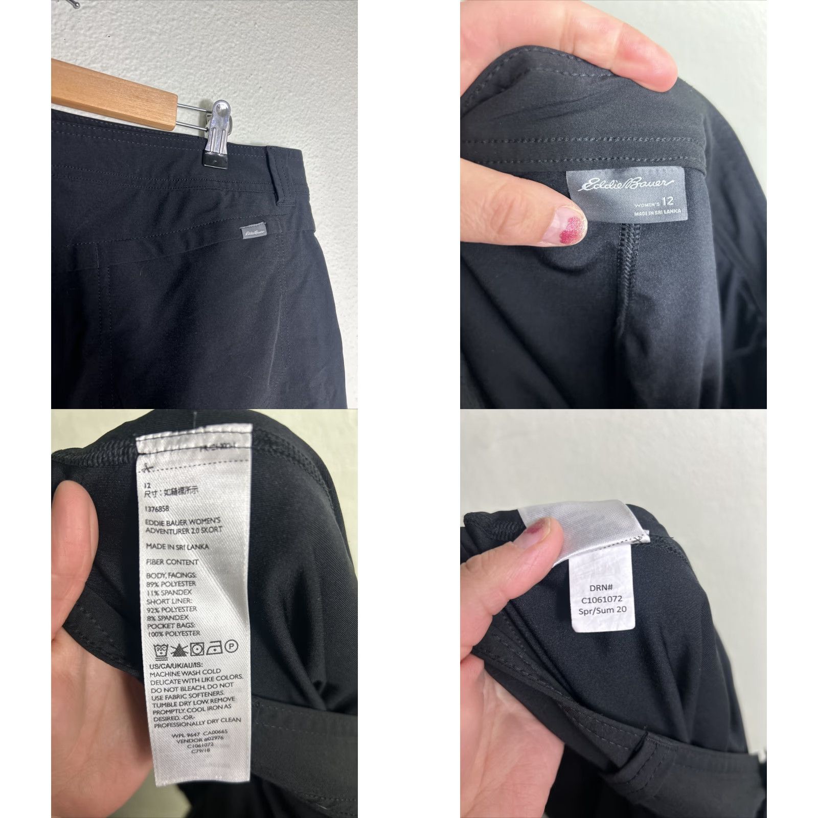 Eddie Bauer Womens Eddie Bauer Skirt Casual Skort 12 Black Polyester/Spandex Knee-Length 34X18 Pockets Stretch Logo Vintage No Mens Womens Size 34" / US 12 / IT 48 - 8 Thumbnail