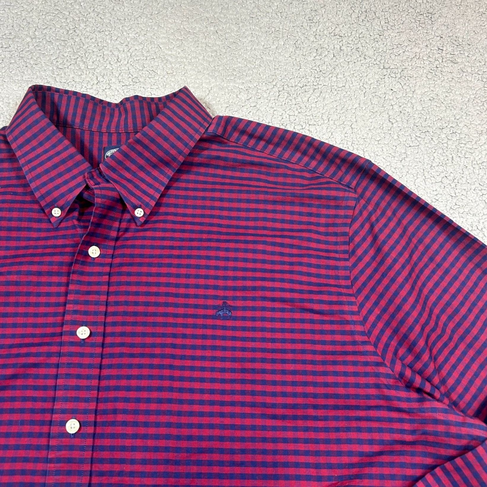 Brooks Brothers Brooks Brothers Men's Shirt Casual Button-Down Red Navy 3XLT Cotton Size US XXL / EU 58 / 5 - 2 Thumbnail