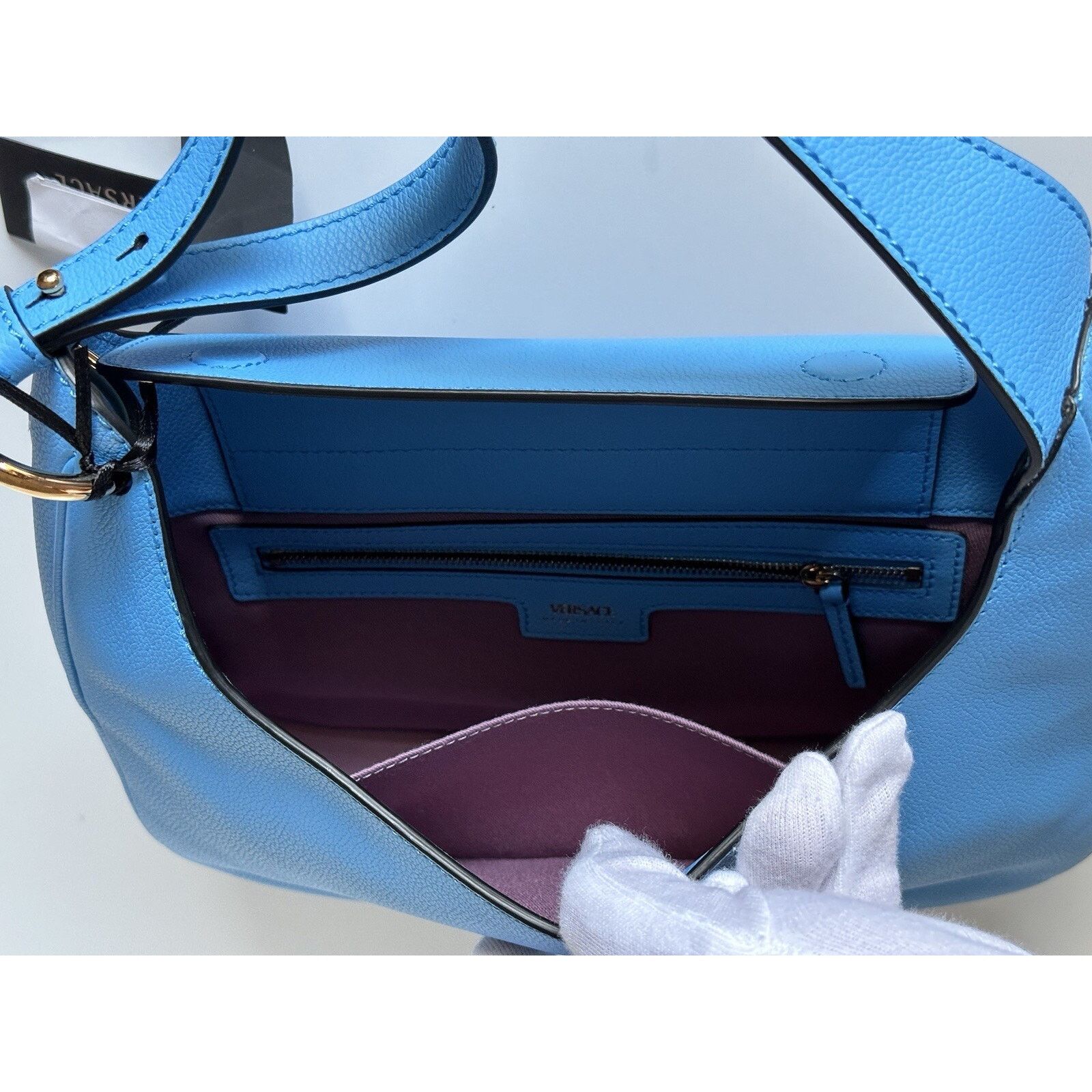 Versace Versace Medusa Head Leather Blue Medium Hobo Bag 1000699 Size ONE SIZE - 11 Thumbnail