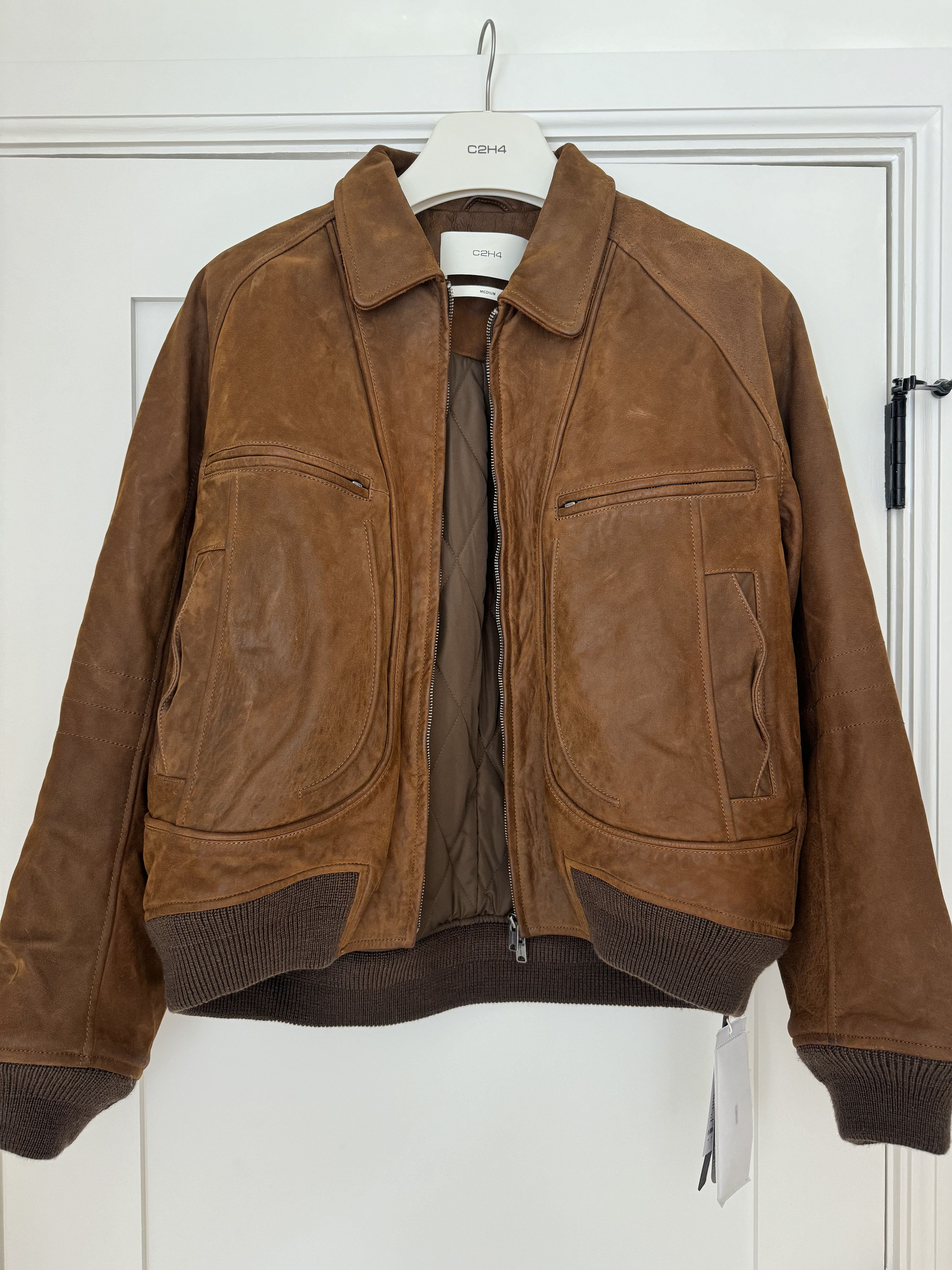 C2H4 Moccasin Memory Faded A-2 Leather Jacket Size US M / EU 48-50 / 2 - 2 Thumbnail