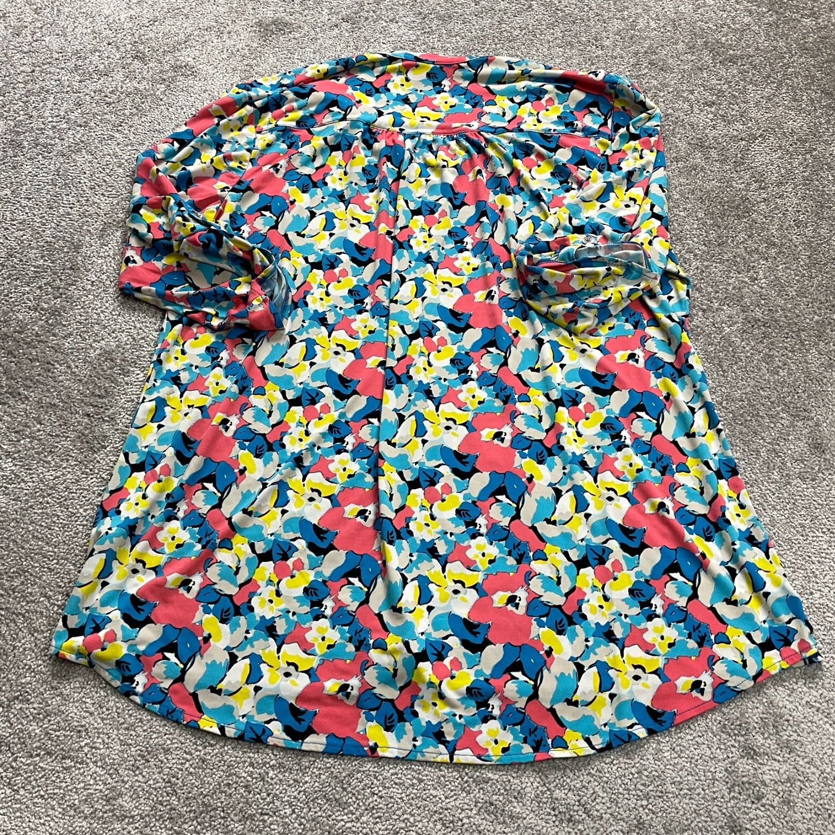 Madison Madison Dress Womens 3XL Multicolor Floral V-Neck Roll Tab Sleeve Midi A-Line Size XXL / US 16-18 / IT 52-54 - 2 Thumbnail