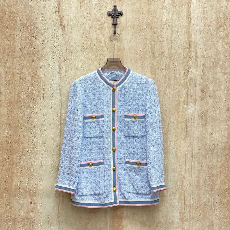 Gucci Gucci Blue and pink striped tweed gold buckle small fragran Size S / US 4 / IT 40 - 1 Thumbnail