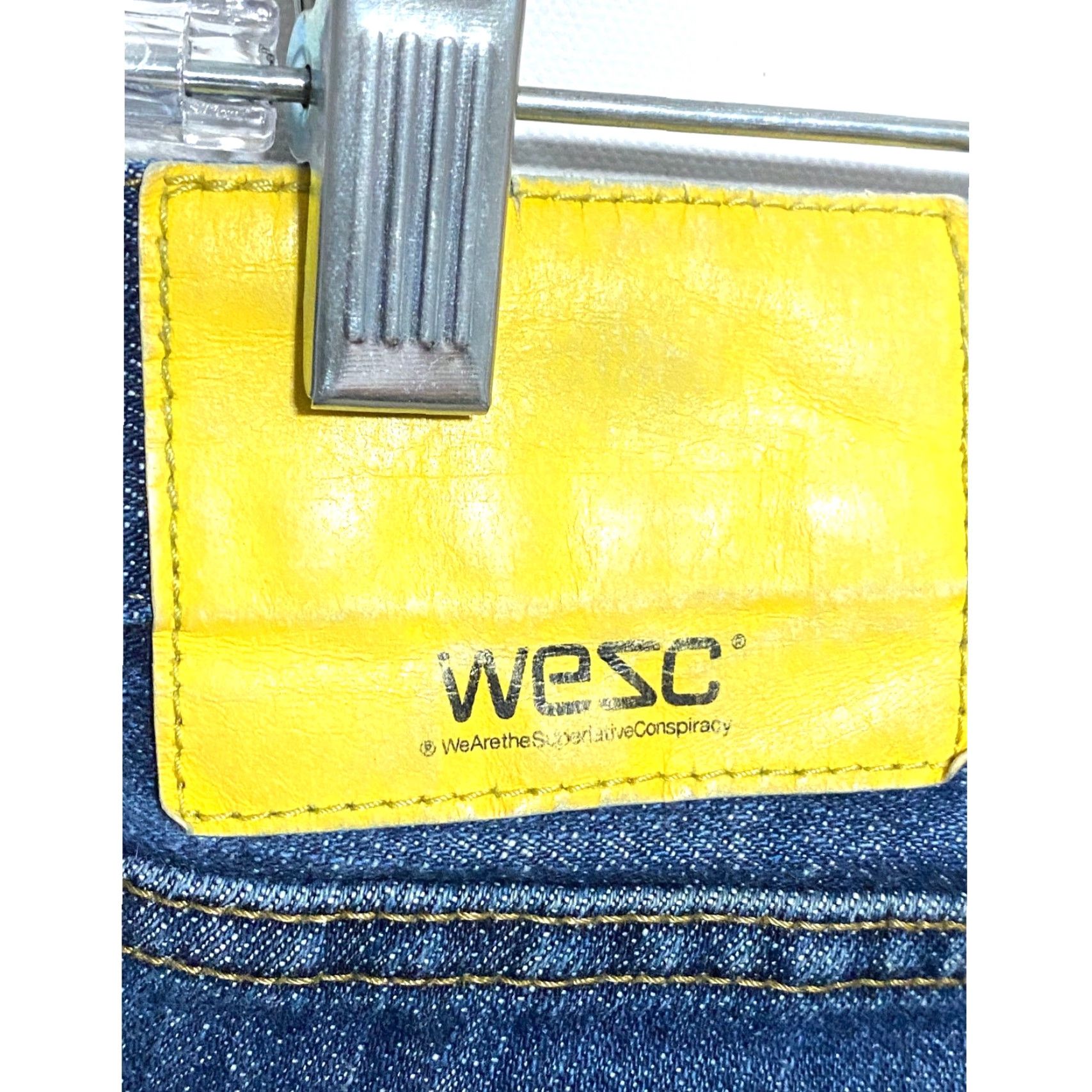 WeSC WESC Jeans Button Fly Dark Wash Straight Leg Mens 36x31 Normcore Capsule Casual Denim 5-Pocket Design White? Size US 36 / EU 52 - 7 Thumbnail