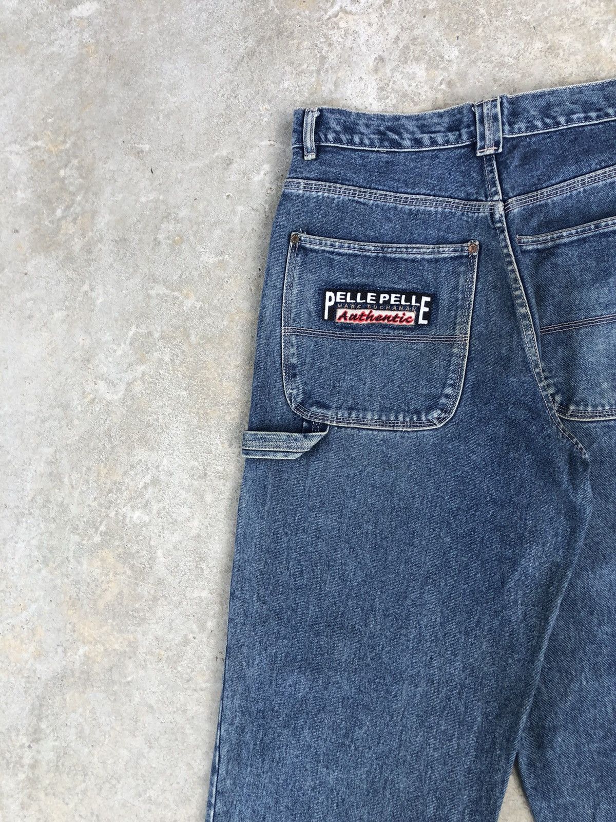 Marc Buchanan Pelle Pelle Embroidered Logo Baggy Carpenter Distressed Size US 33 - 9 Thumbnail