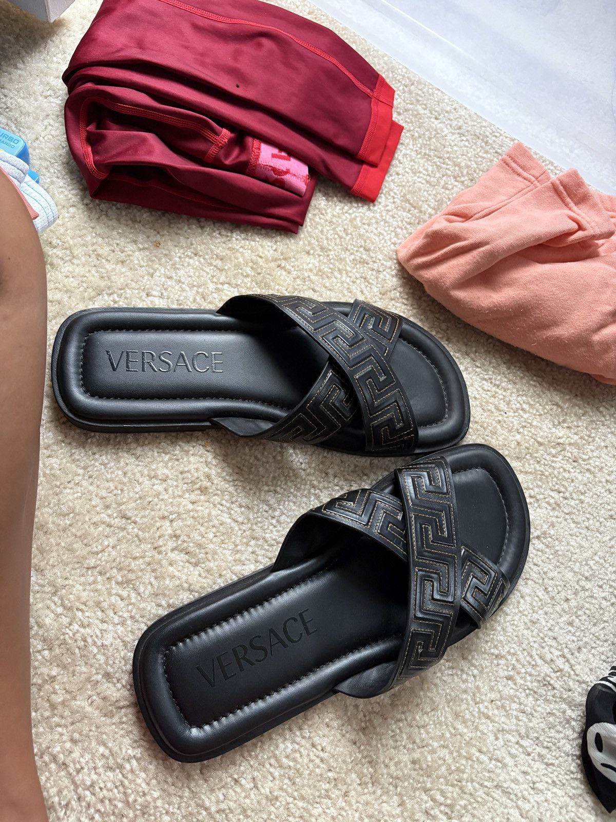 Versace Versace Men Greca Leather slides Size US 12 / EU 45 - 3 Thumbnail