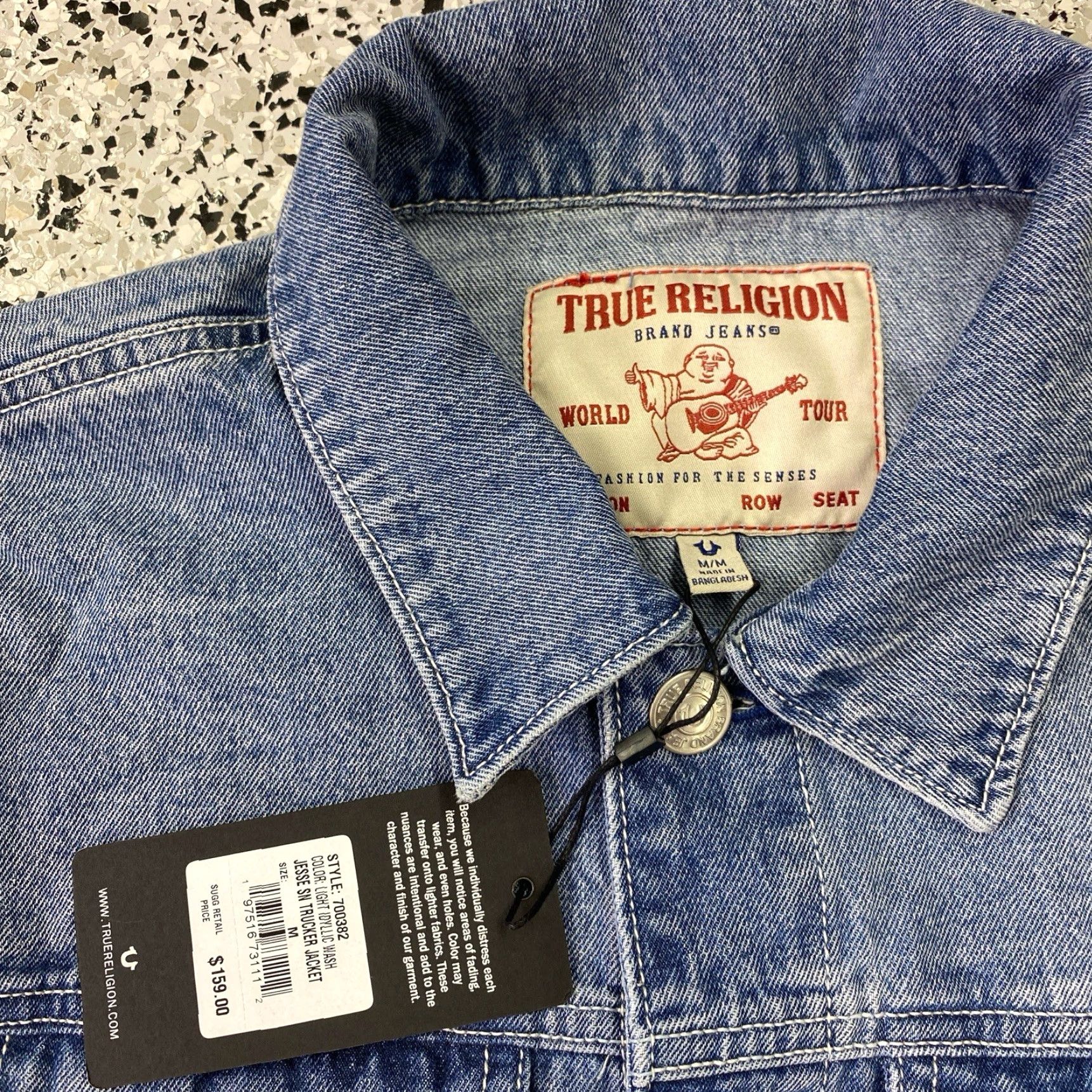 True Religion True Religion Jesse SN Trucker Denim Blue Wash Jean Jacket Mens Medium NWT Size US 31 - 2 Thumbnail