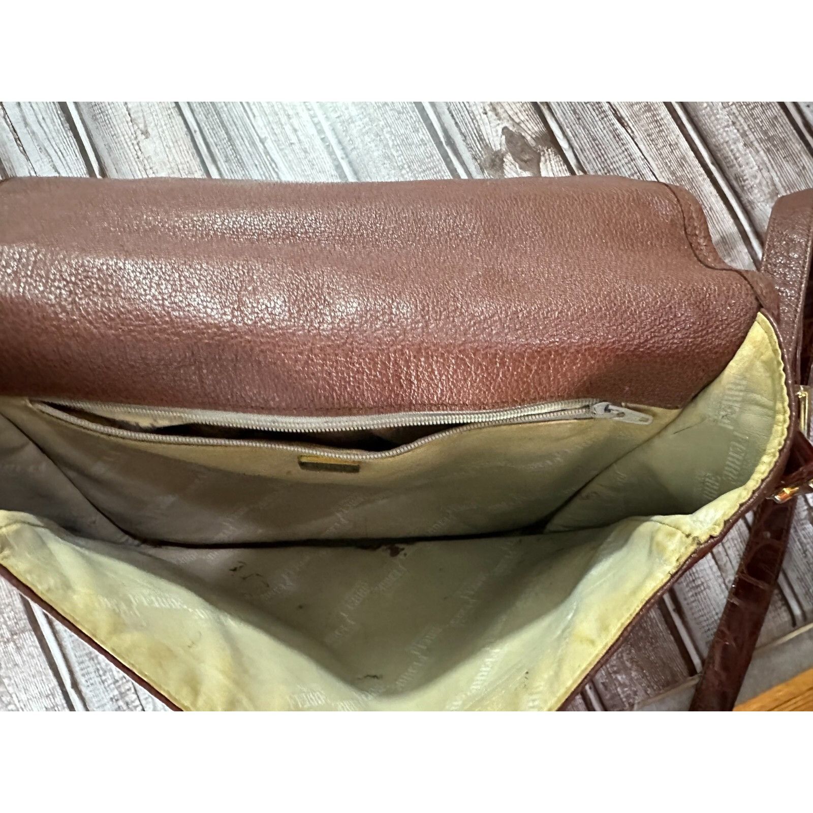 Gianfranco Ferre Gianfranco Ferre Brown Leather Crocodile Shoulder Bag Handba Size ONE SIZE - 5 Thumbnail
