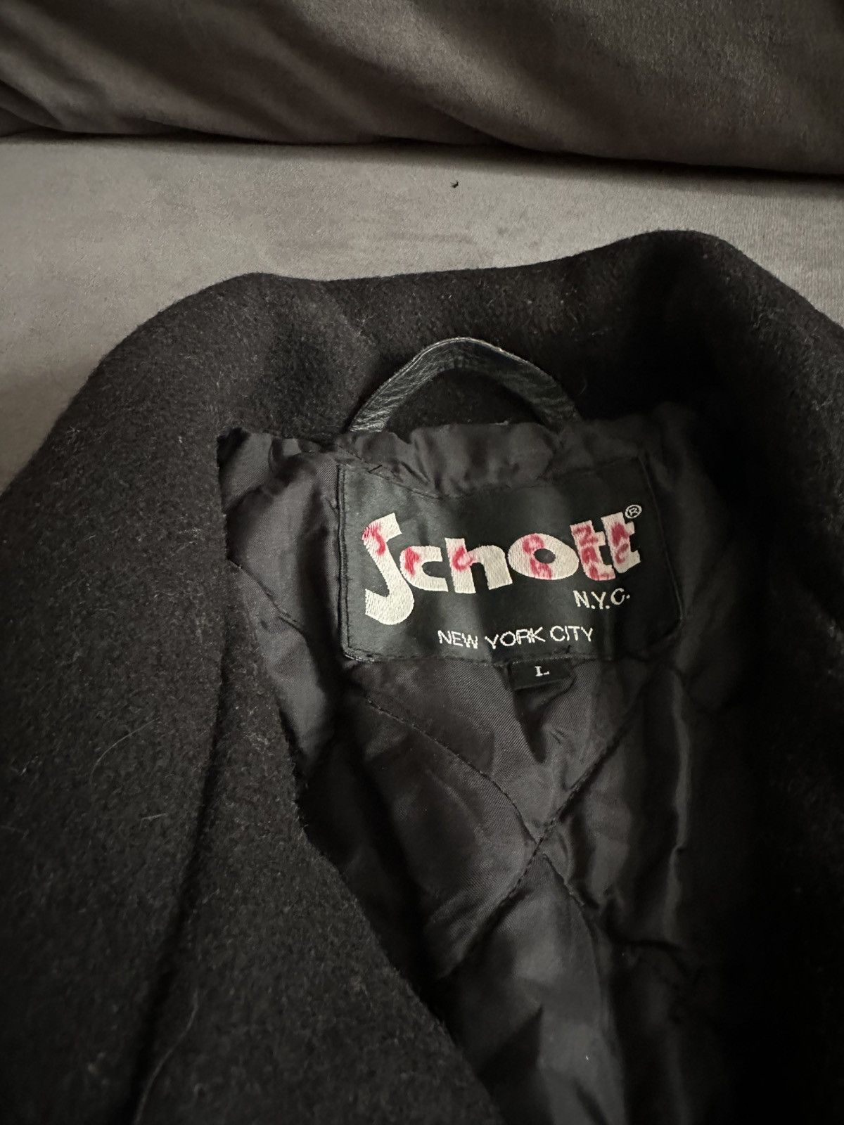 Schott Vintage Schott Jacket Black Made In USA NYC Car Coat Wool Size US L / EU 52-54 / 3 - 5 Thumbnail