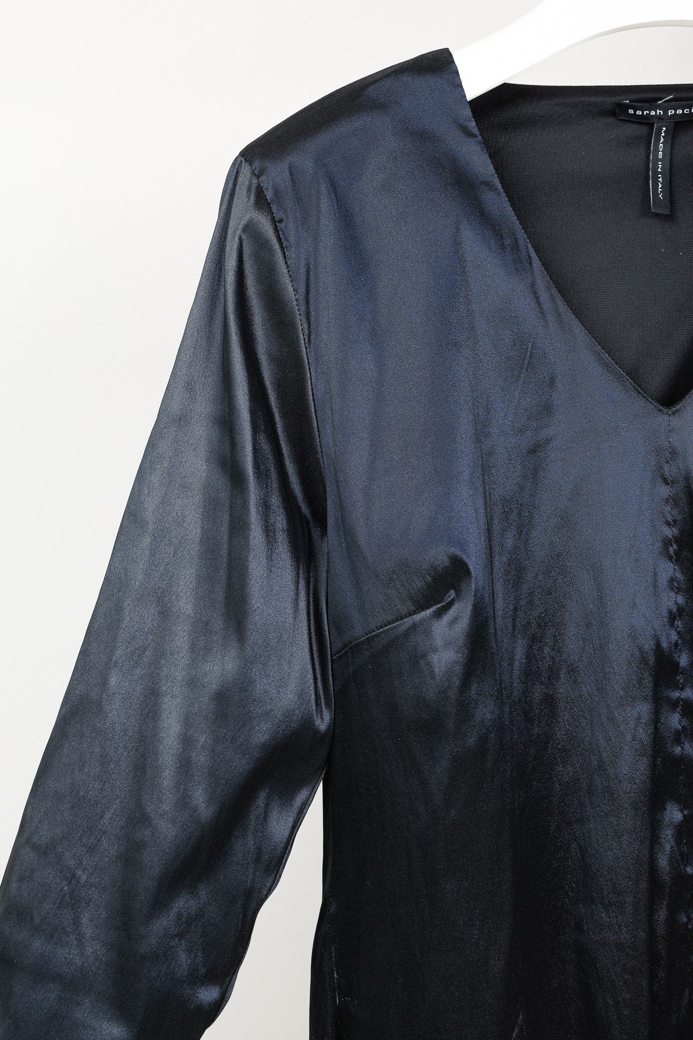 Sarah Pacini Sarah Pacini Midnight Metal Blue Stretch Size-Zip Midi Dress Size L / US 10 / IT 46 - 5 Thumbnail