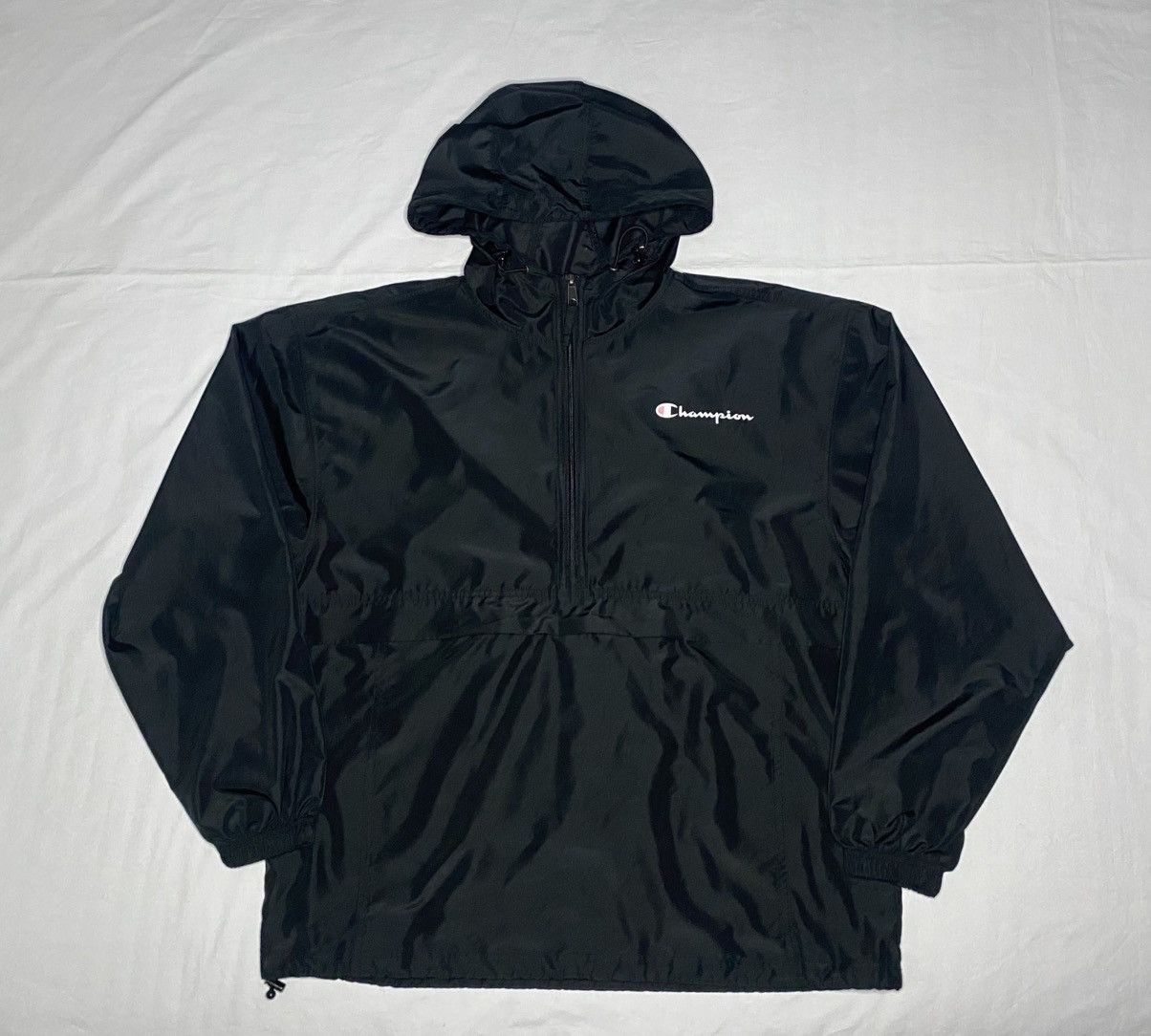 Champion Champion Hoodie L Black Logo Pullover Windbreaker 1/4 Zip Size US L / EU 52-54 / 3 - 1 Thumbnail