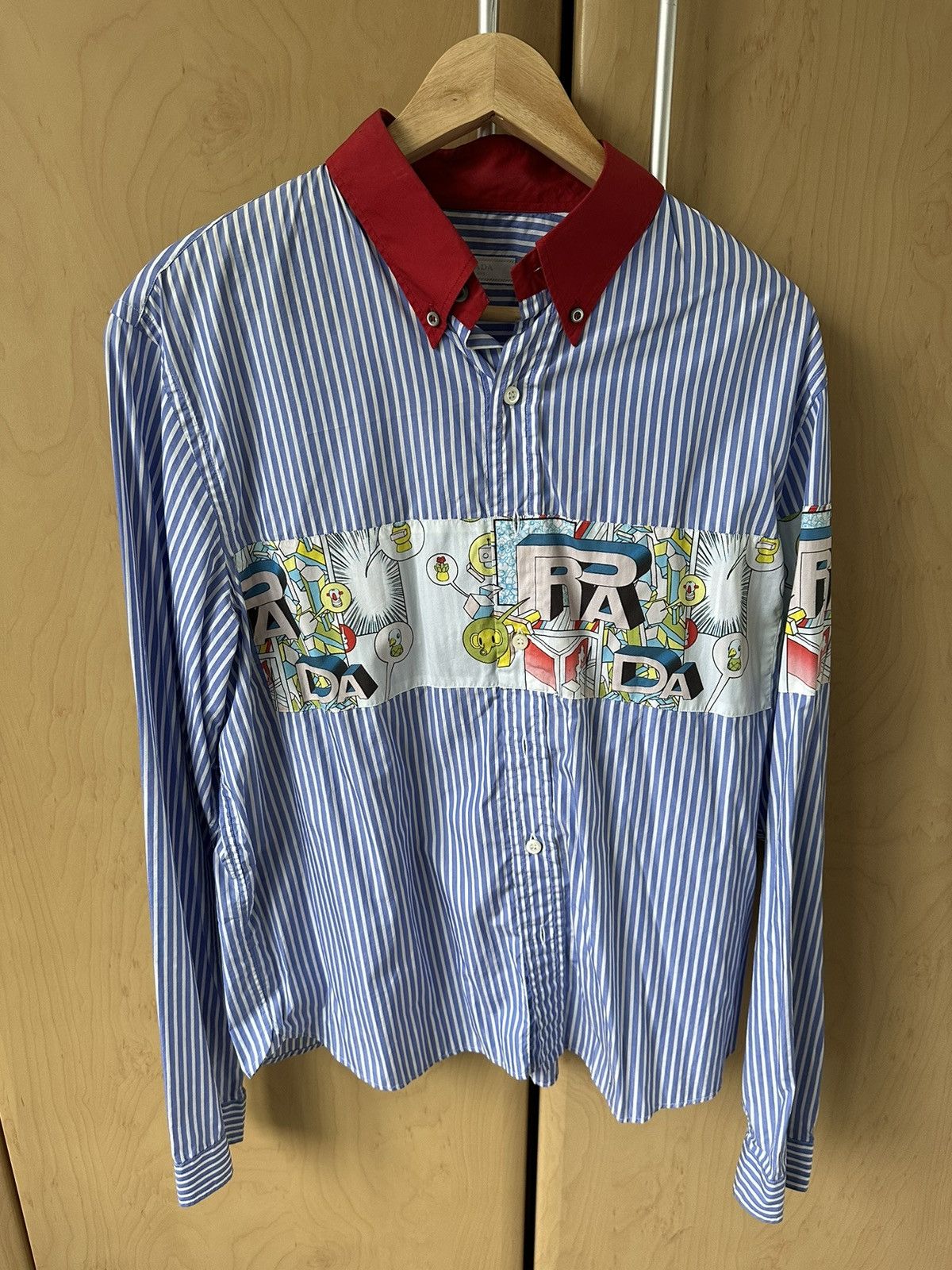 Image of Prada S18 Shirt in Blue, Men's (Size XL)