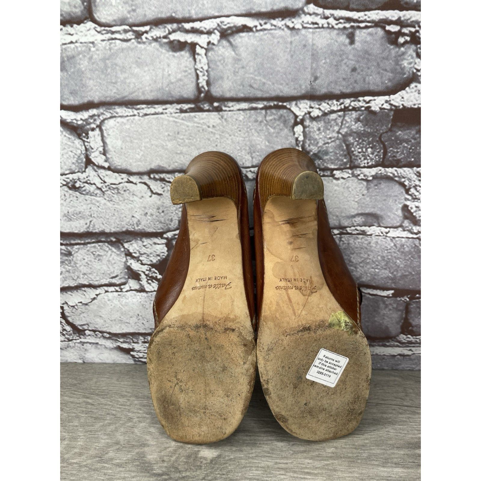 Barneys New York Henry Beguelin for Barneys New York Brown Leather Thong Heel Size US 6.5 / IT 36.5 - 7 Thumbnail