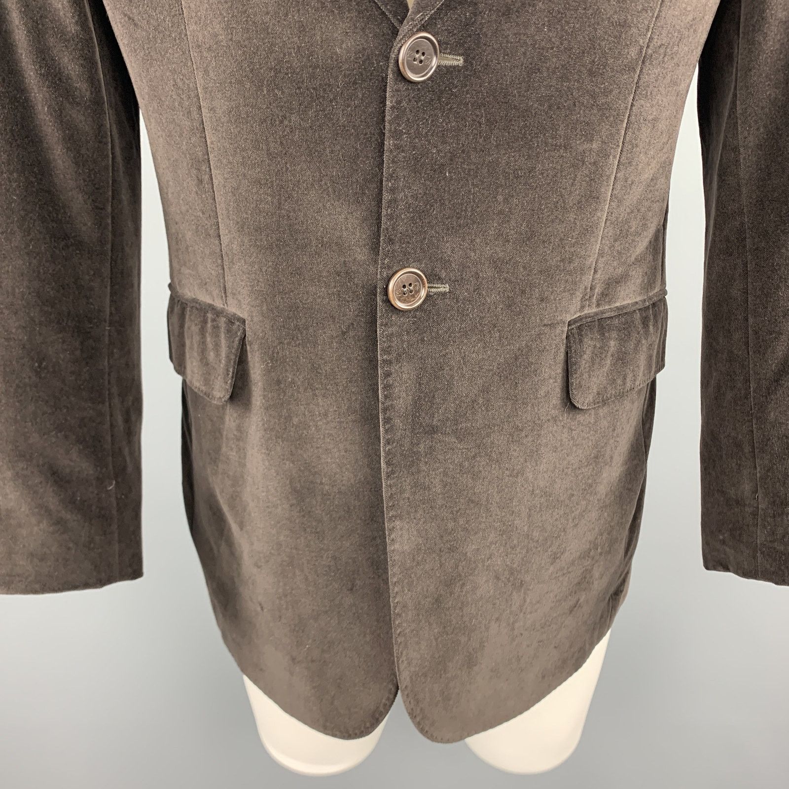 Paul Smith Size 38 Brown Cotton Velvet Notch Lapel Sport Coat Size 38R - 3 Thumbnail