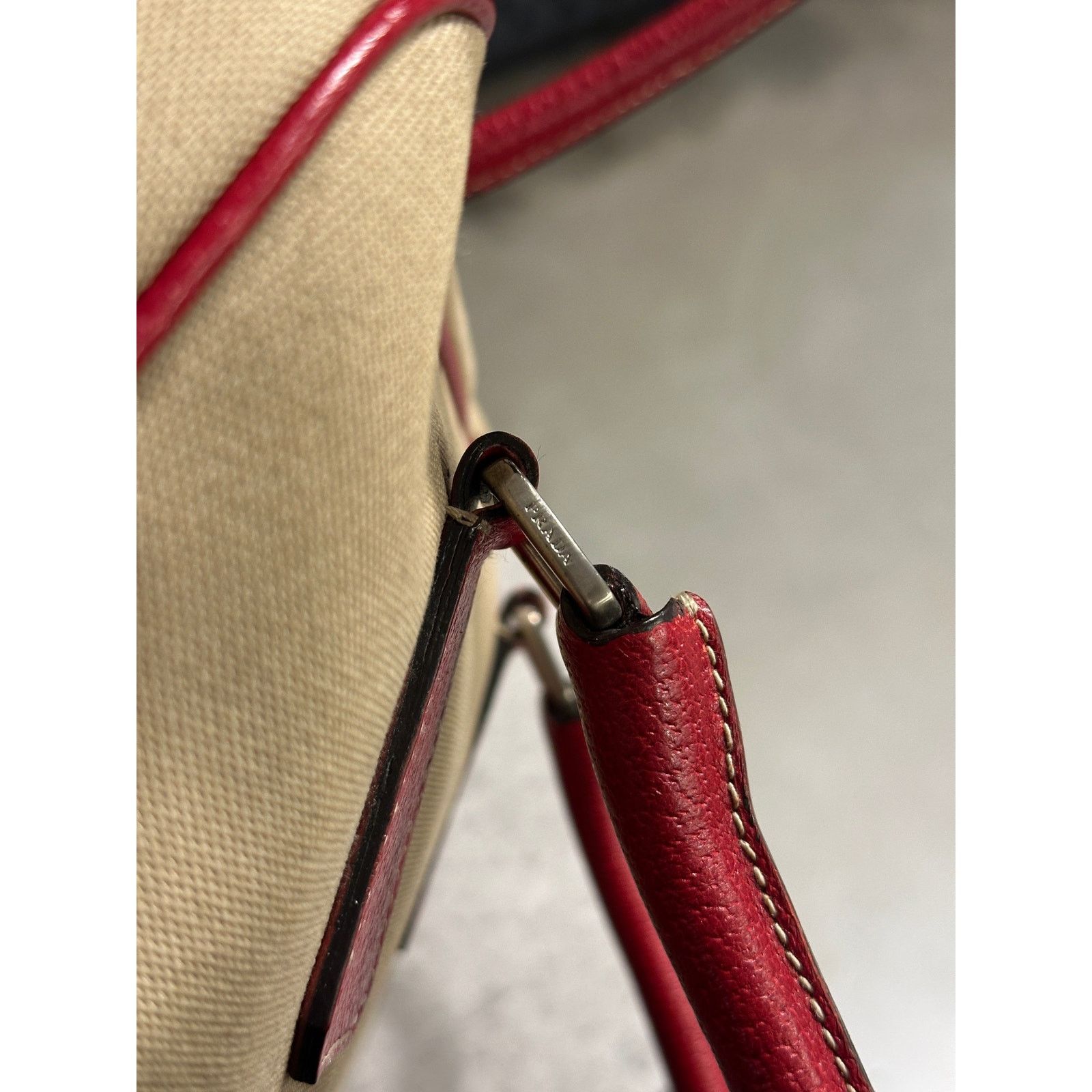 Prada 2000s Prada jacquard bowler bag with red leather trim Size ONE SIZE - 9 Thumbnail