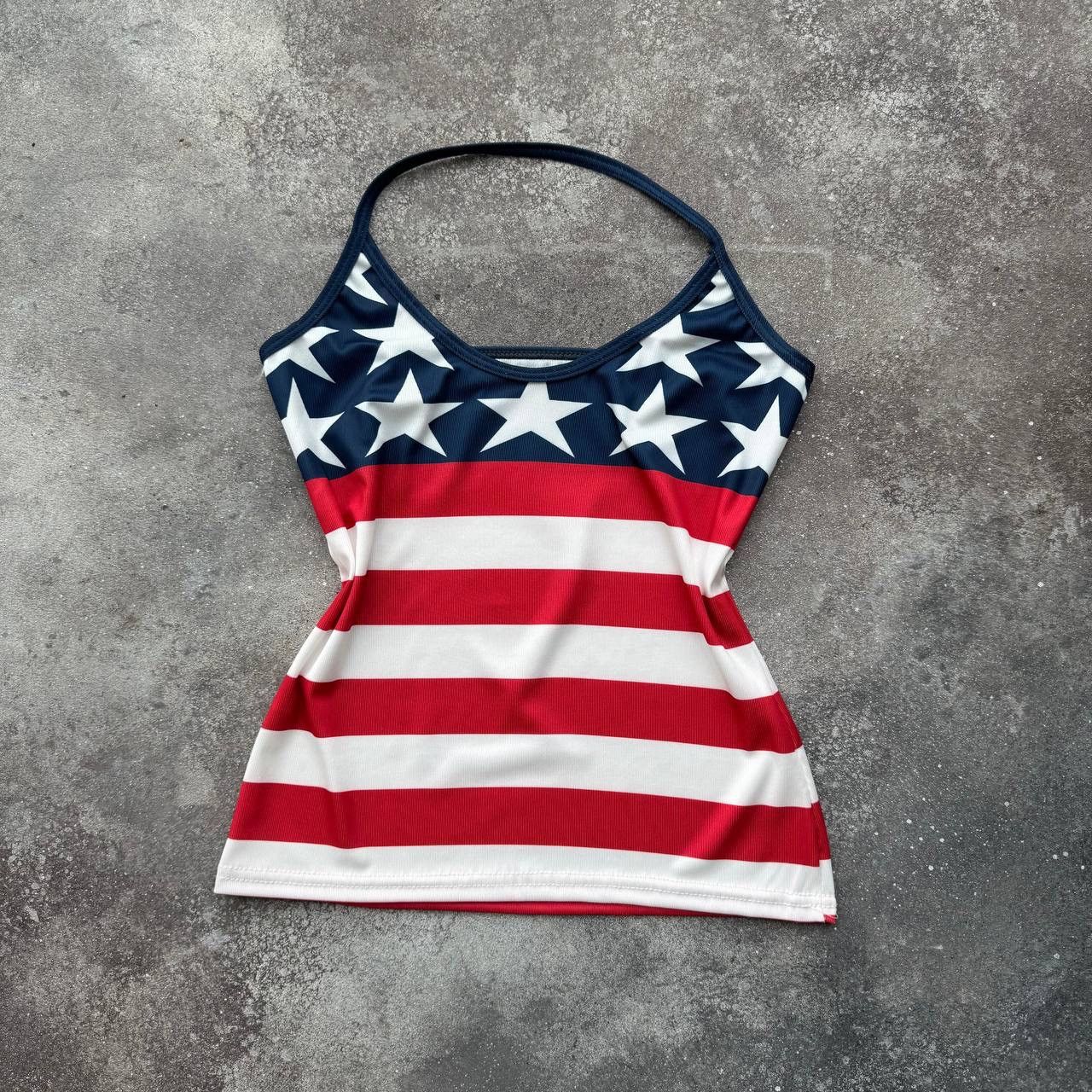 20471120 × Vintage US Flag Super Sexy Y2K Glamour Rave Opium Vintage Tank Top Size S / US 4 / IT 40 - 2 Thumbnail