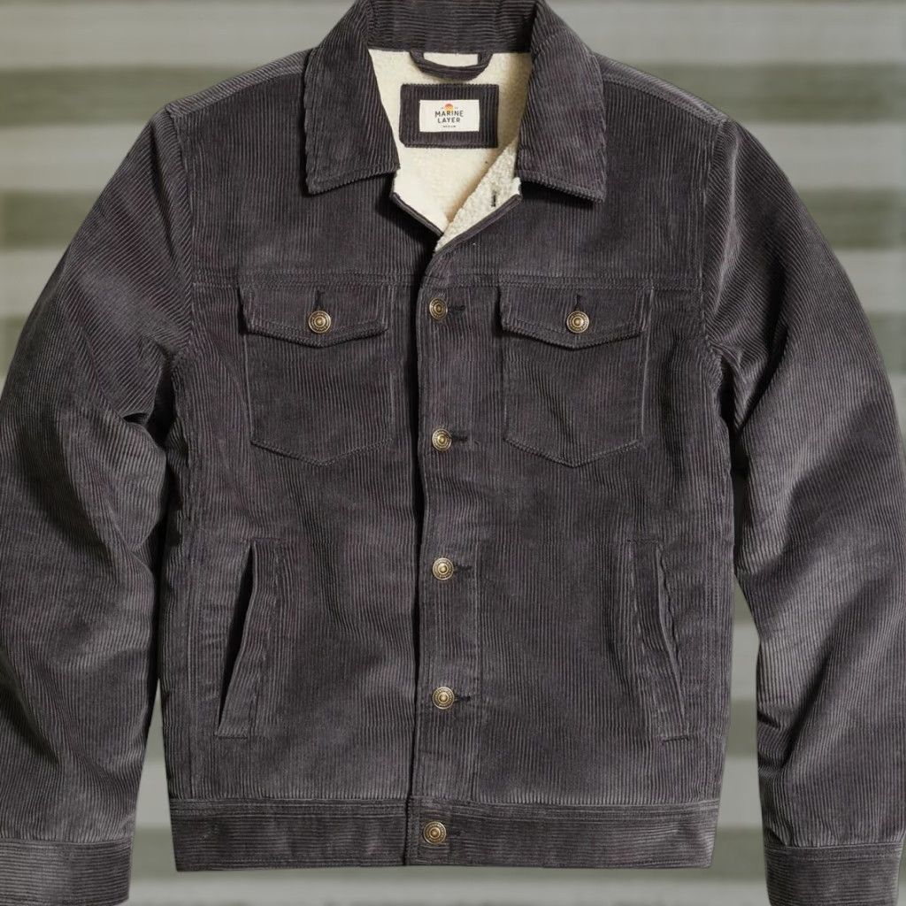 Marine Layer NWT Marine Layer Boise Corduroy Trucker Jacket Mens M Faded Black Corduroy Trucker Jacket Size US M / EU 48-50 / 2 - 1 Thumbnail
