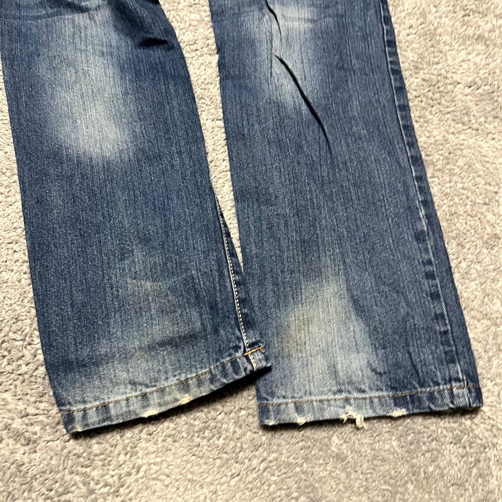Denime Marc Ecko Cut & Sew Denim Jeans Mens 32 x 32 Slim Tapered Distressed Whiskering Blue 32 Mens Straight Jeans Size US 32 / EU 48 - 2 Thumbnail