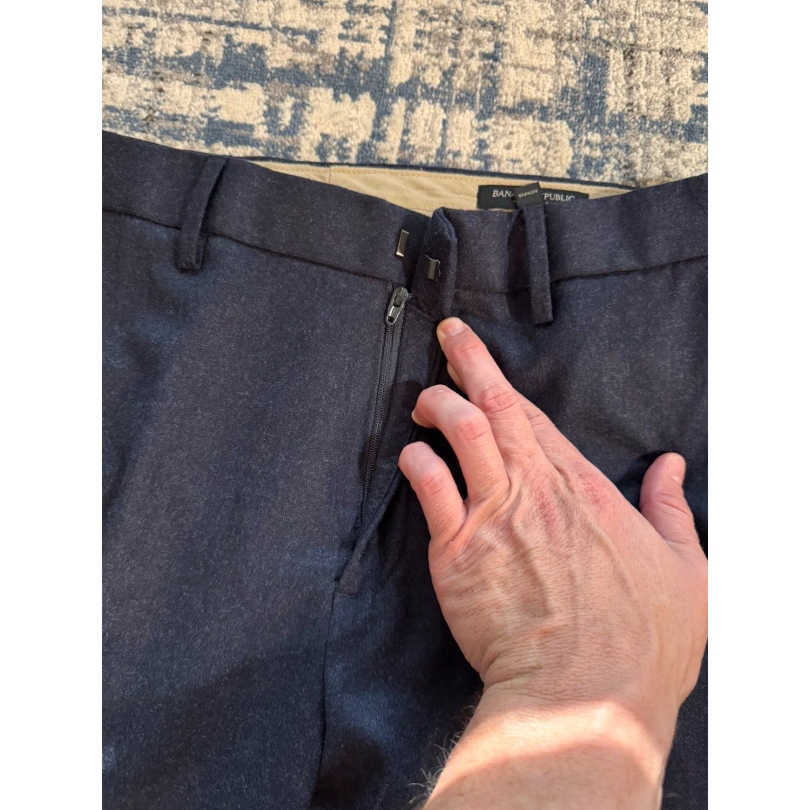 Banana Republic Banana Republic Men Trousers 34x33 Deep Navy Vitale Barberis Canonico Flannel 120s Wool Solid Size US 34 / EU 50 - 3 Thumbnail