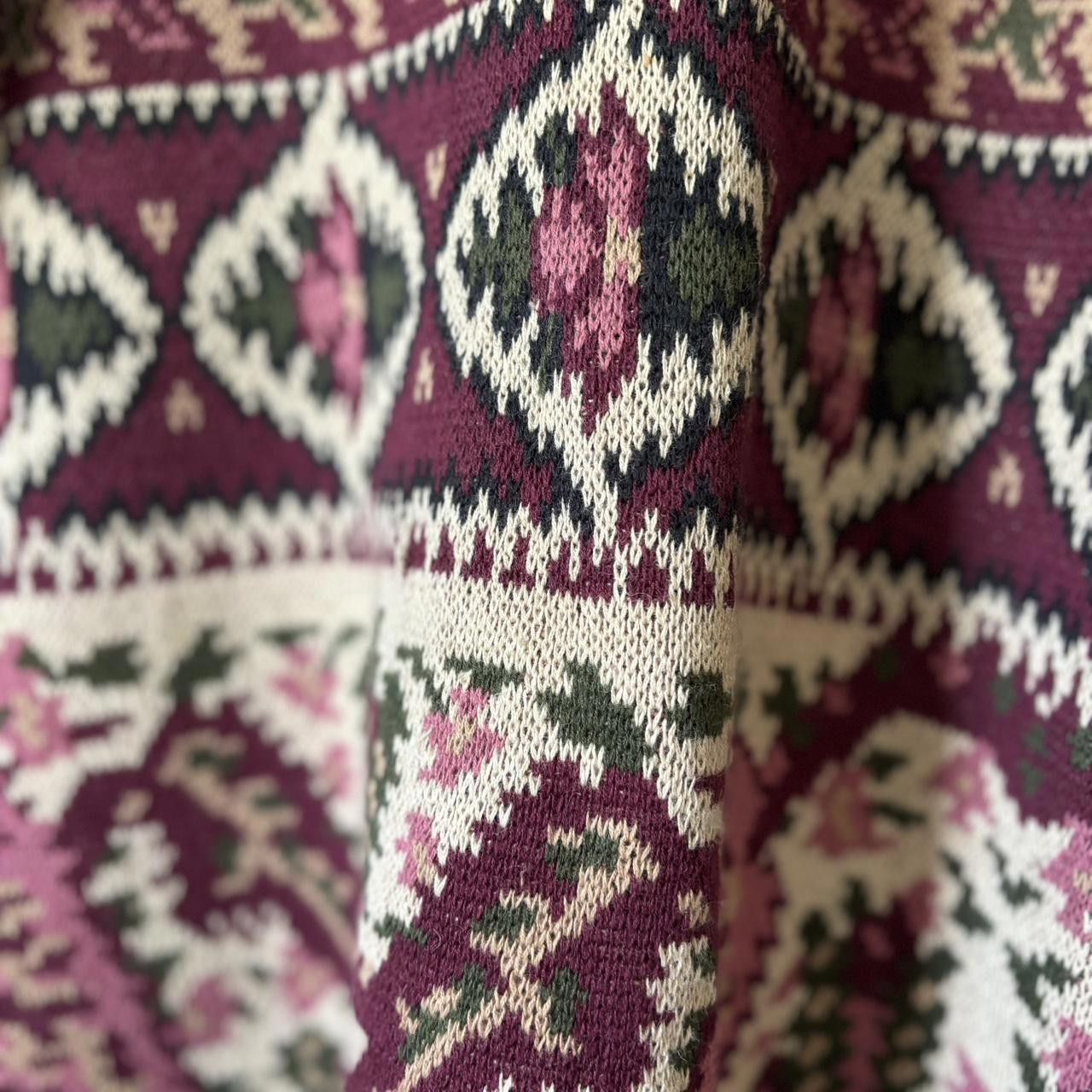 Vintage Vintage 80s Women's Burgundy pink Knit Sweater Granny Core Size M / US 6-8 / IT 42-44 - 2 Thumbnail