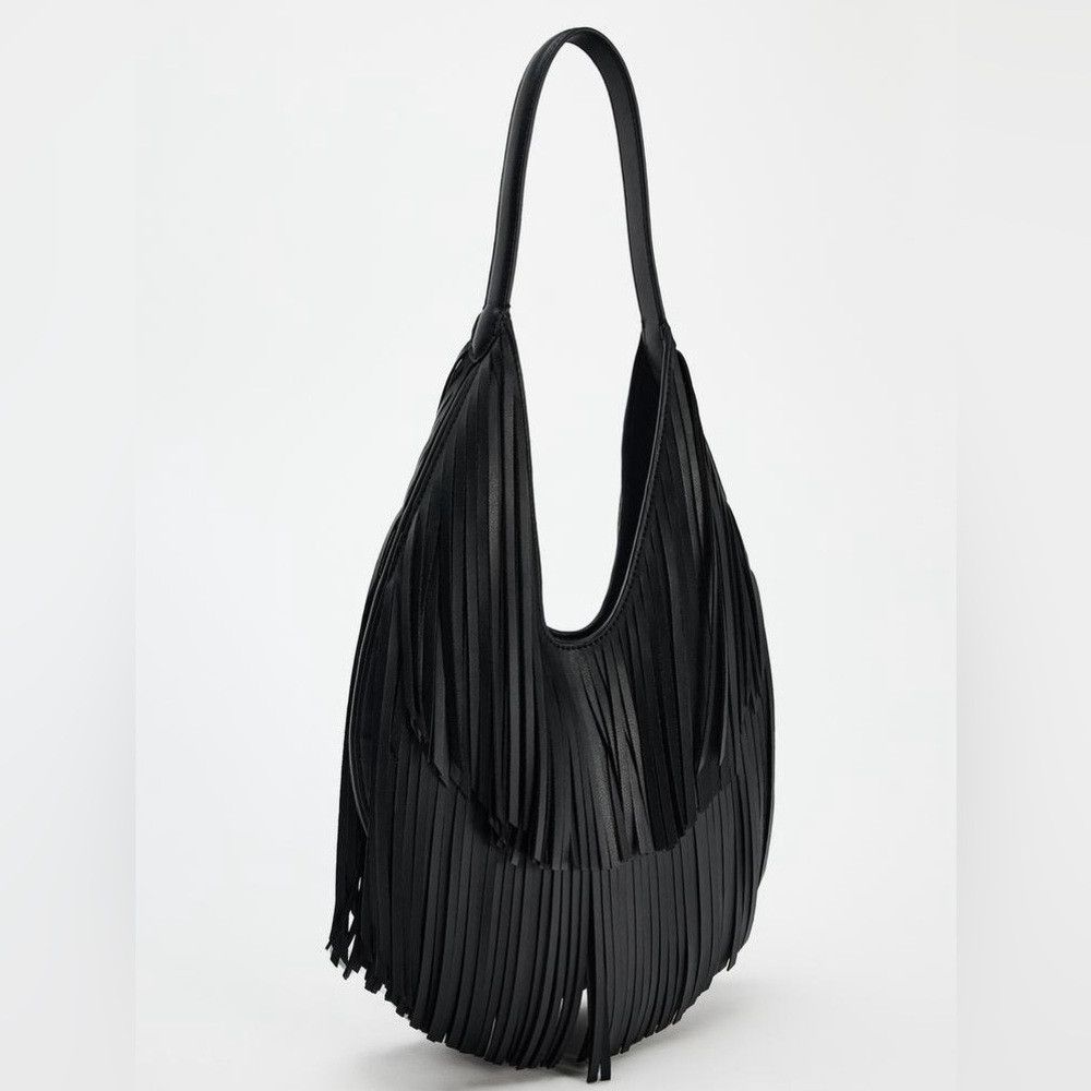 Zara NWT ZARA FRINGED SHOPPER Size ONE SIZE - 2 Thumbnail