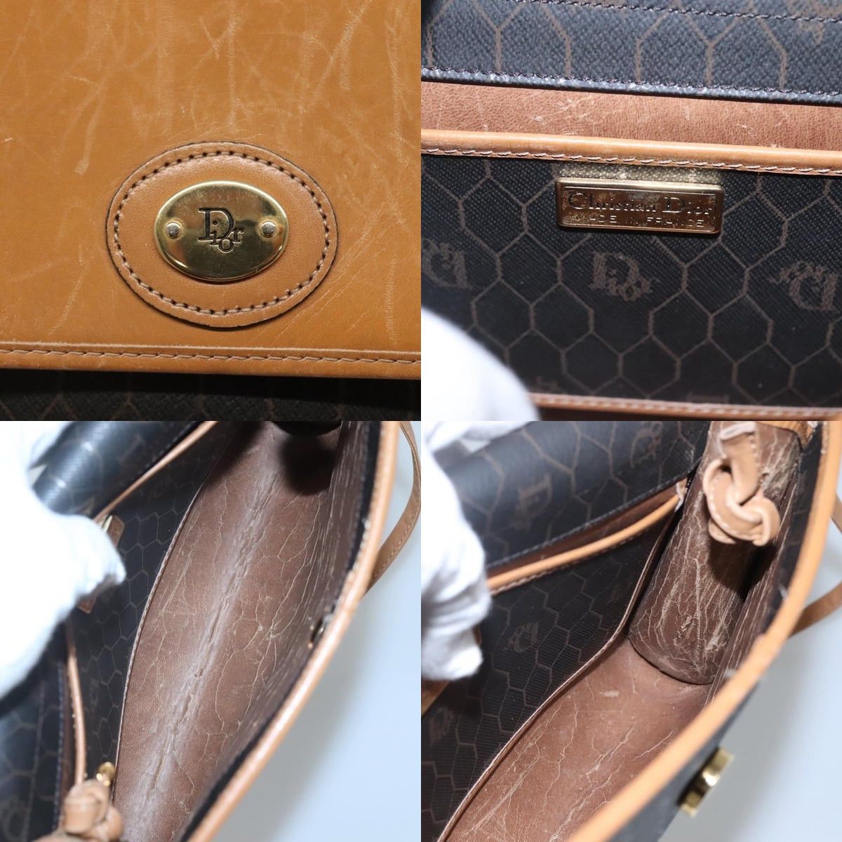 Dior DIOR Honeycomb Canvas Shoulder Bag Pvc Black Gold Size ONE SIZE - 11 Thumbnail