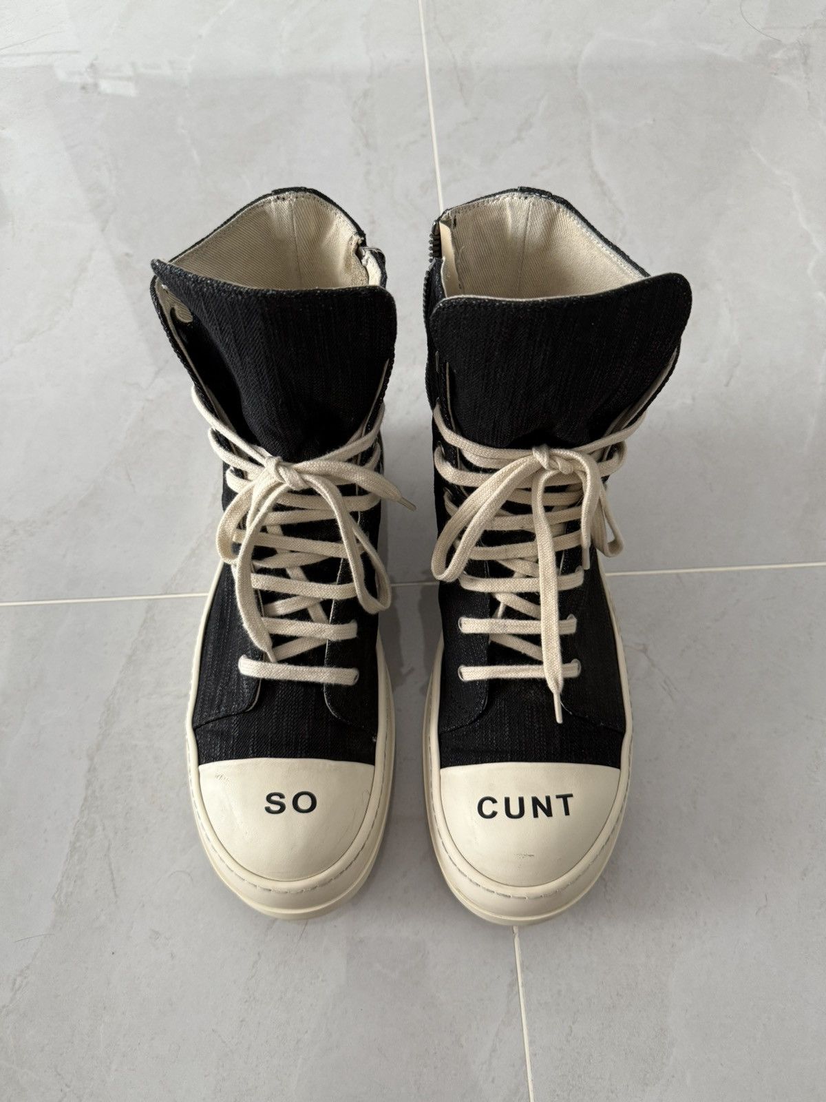 Rick Owens Drkshdw Rick Owens Drkshdw „So Cunt“ Hightop Ramones Sz.44 Size US 11 / EU 44 - 2 Thumbnail