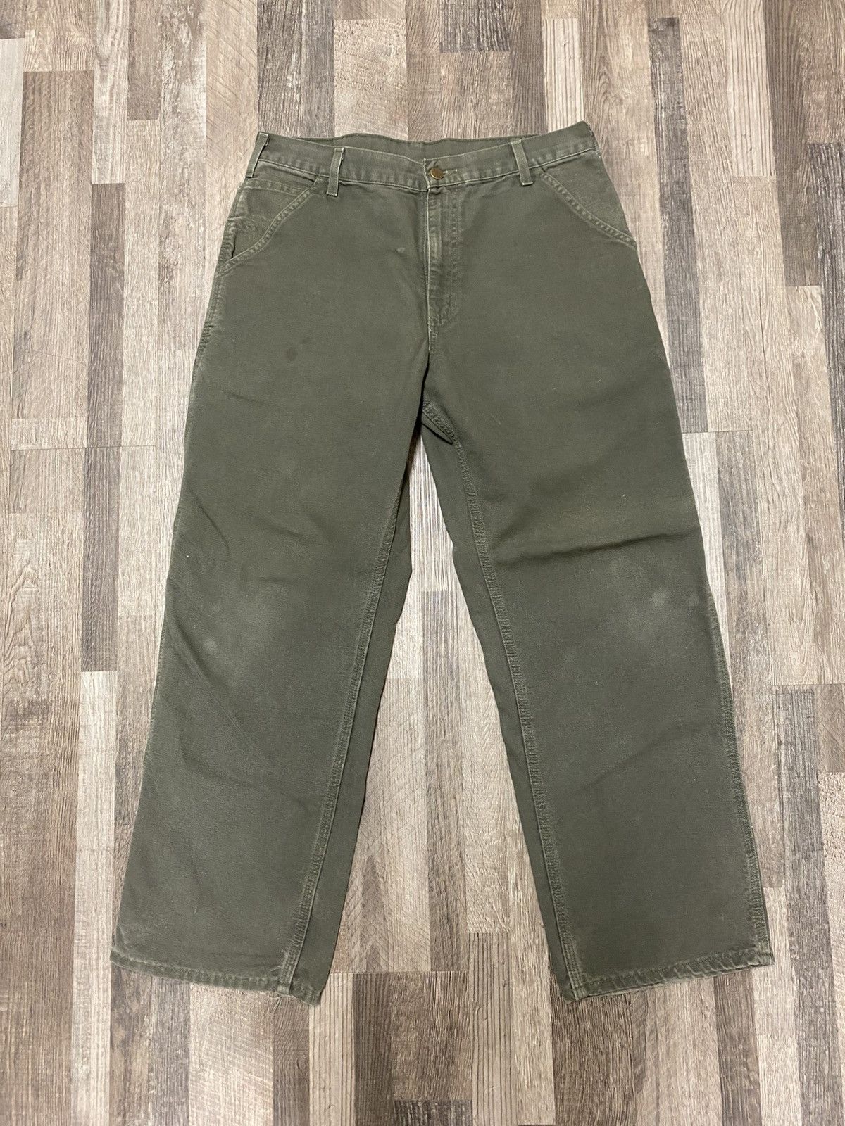 Carhartt Vintage Carhartt Olive Green Big Patch Carpenter Pants Baggy Size US 34 / EU 50 - 1 Thumbnail