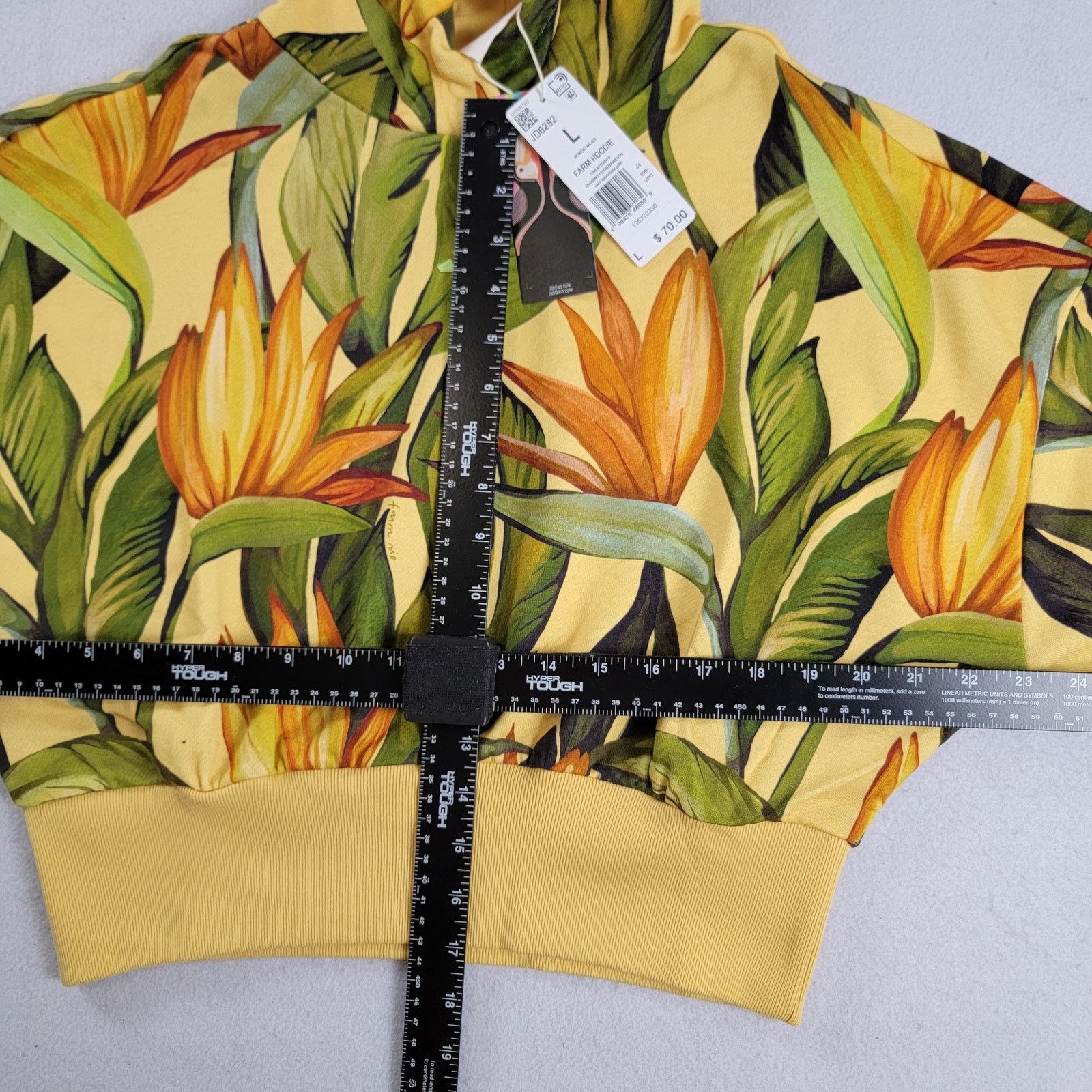 Adidas Adidas x Farm Rio Wmns Crop Top Hoodie Yellow Sz L JD6282 Size L / US 10 / IT 46 - 6 Thumbnail
