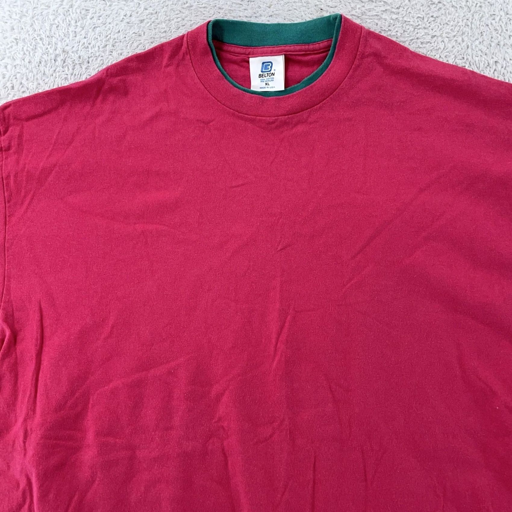 Pinko VINTAGE Belton Pink T-Shirt Mens L Short Sleeve Crew Neck Contrasting Trim 90s Style USA Size US L / EU 52-54 / 3 - 2 Thumbnail