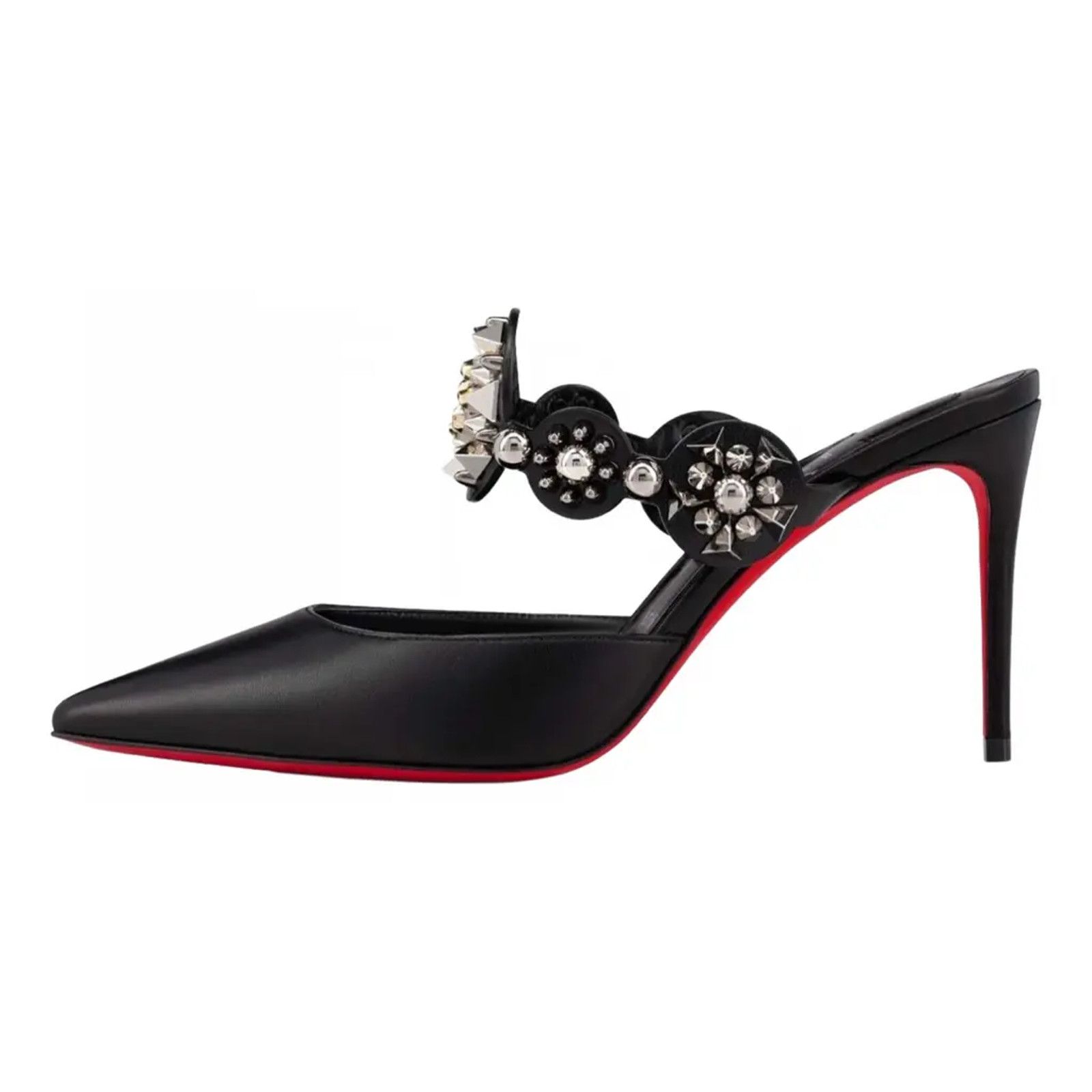 Christian Louboutin Miss Goldora 85 Black Backless Sandal Mule Heel Pump 38 Size US 8 / IT 38 - 3 Thumbnail