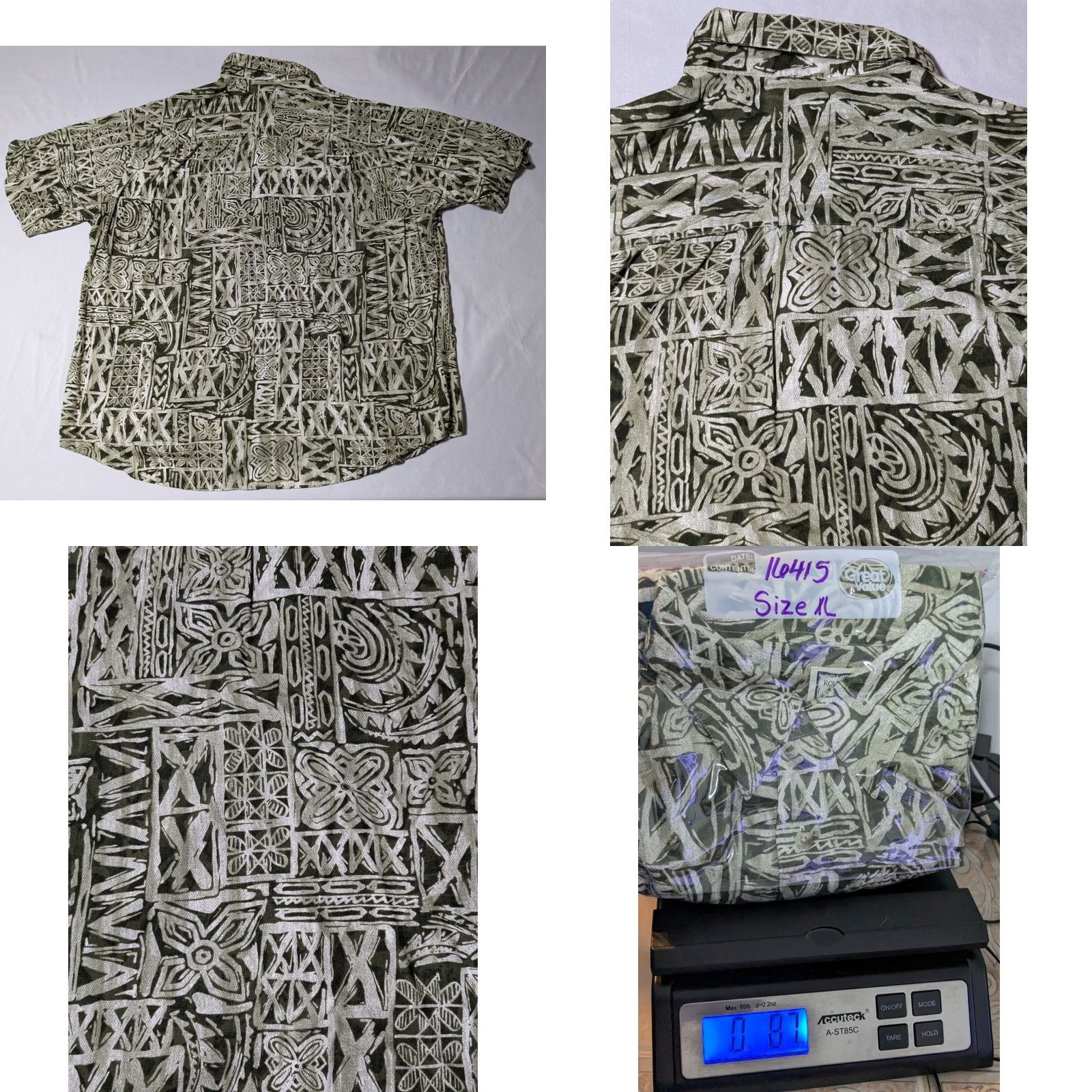 Roundtree & Yorke ROUNDTREE & YORKe Men XL Green 100% Rayon Abstract Short Sleeve Button-Up Shirt Size US XL / EU 56 / 4 - 9 Thumbnail