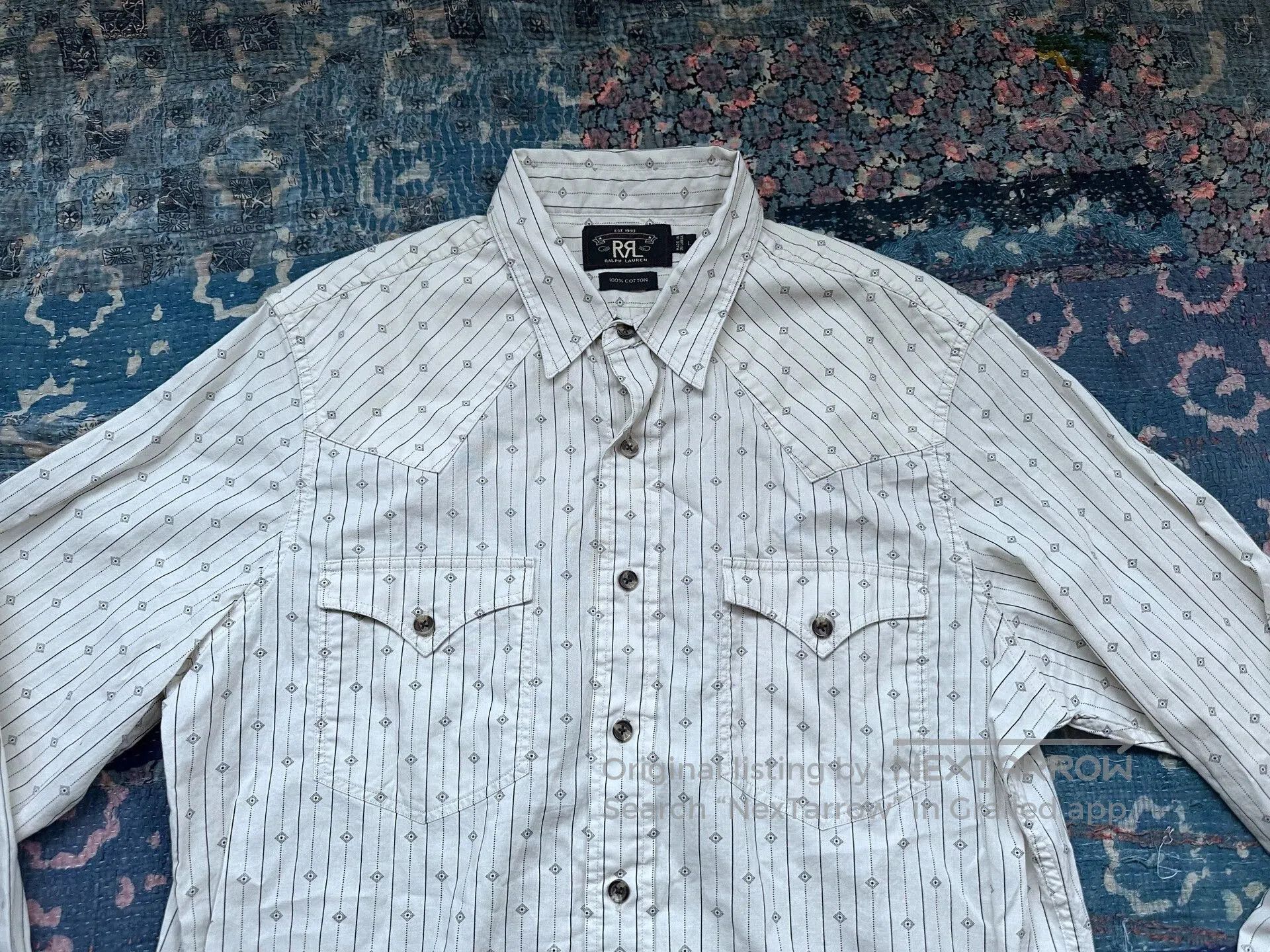 RRL Ralph Lauren RRL Western Print Striped Shirt. Size US L / EU 52-54 / 3 - 5 Thumbnail