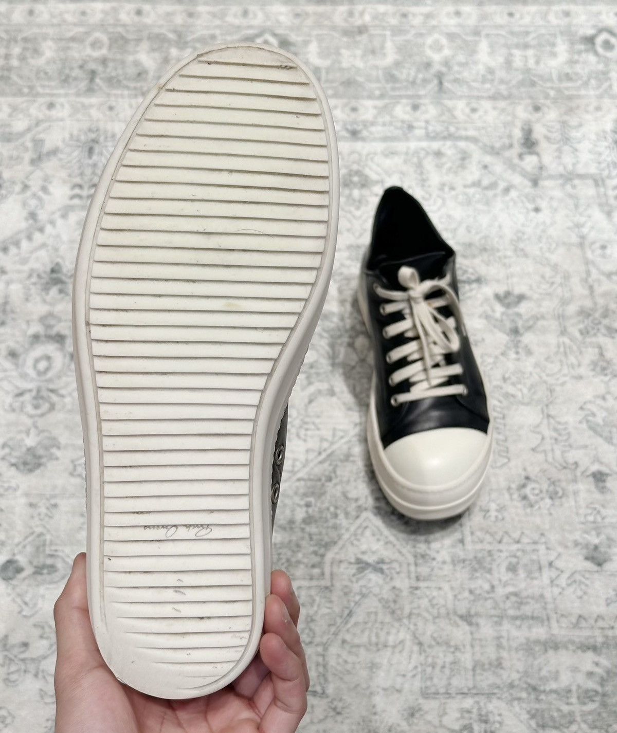 Rick Owens Rick Owens Mainline Black & White Calfskin Low-Top Converse Size US 8 / EU 41 - 8 Thumbnail