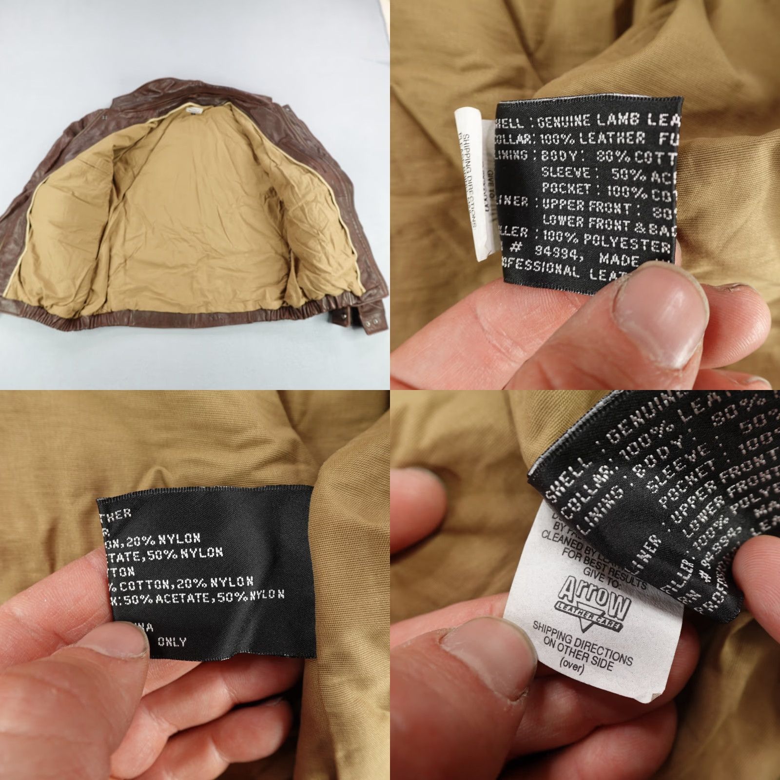 Vintage Vintage Rochester Mens Bomber Jacket XL Tall Brown Leather Mid-Length Full Zip Outdoor Cotton Lined Size US XL / EU 56 / 4 - 8 Thumbnail