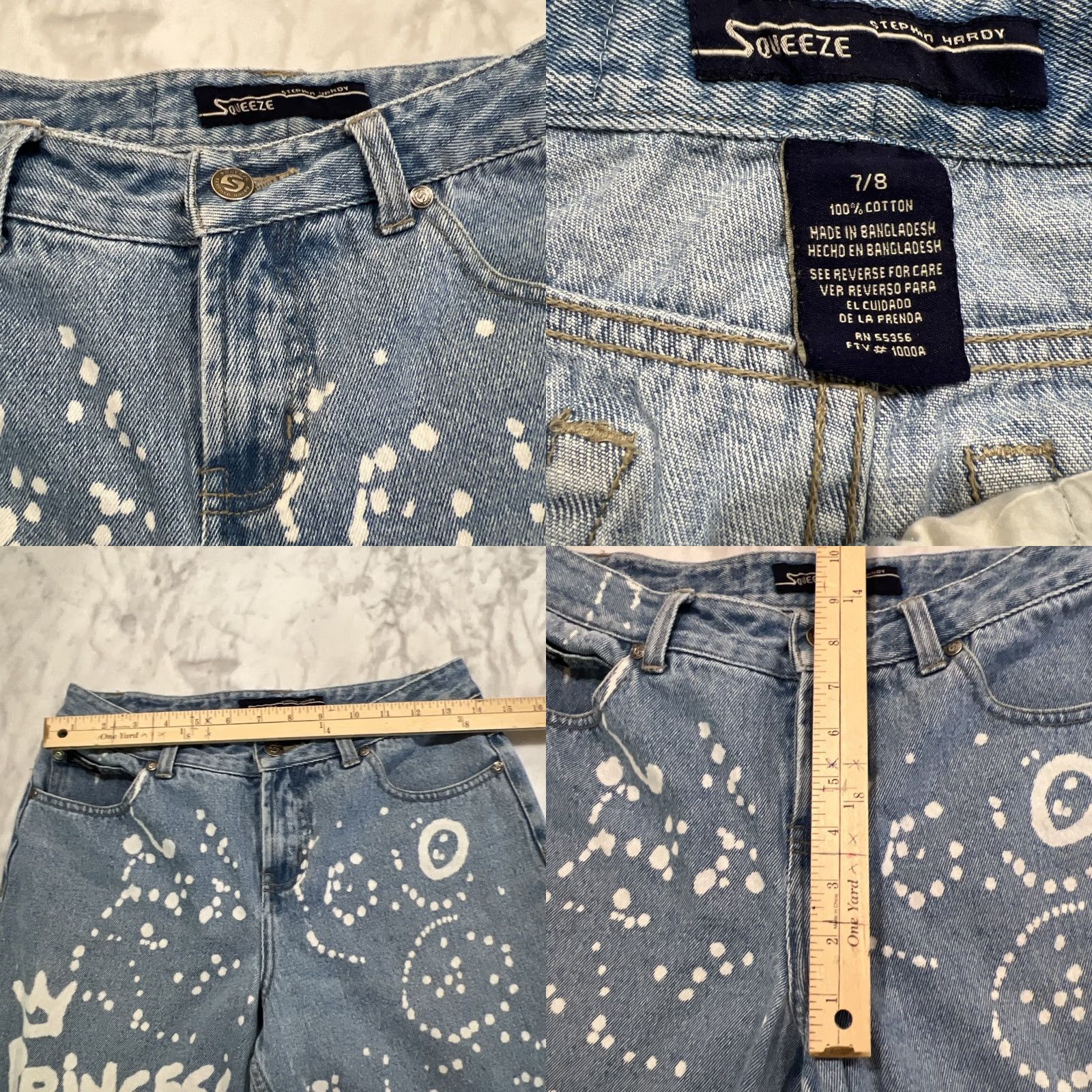 Vintage VINTAGE Stephen Hardy Squeeze Jeans Womens 7/8 Graffiti Flare Bell Bottom Jeans 28” 29” Blue Mens/Womens Size 28" / US 6 / IT 42 - 8 Thumbnail