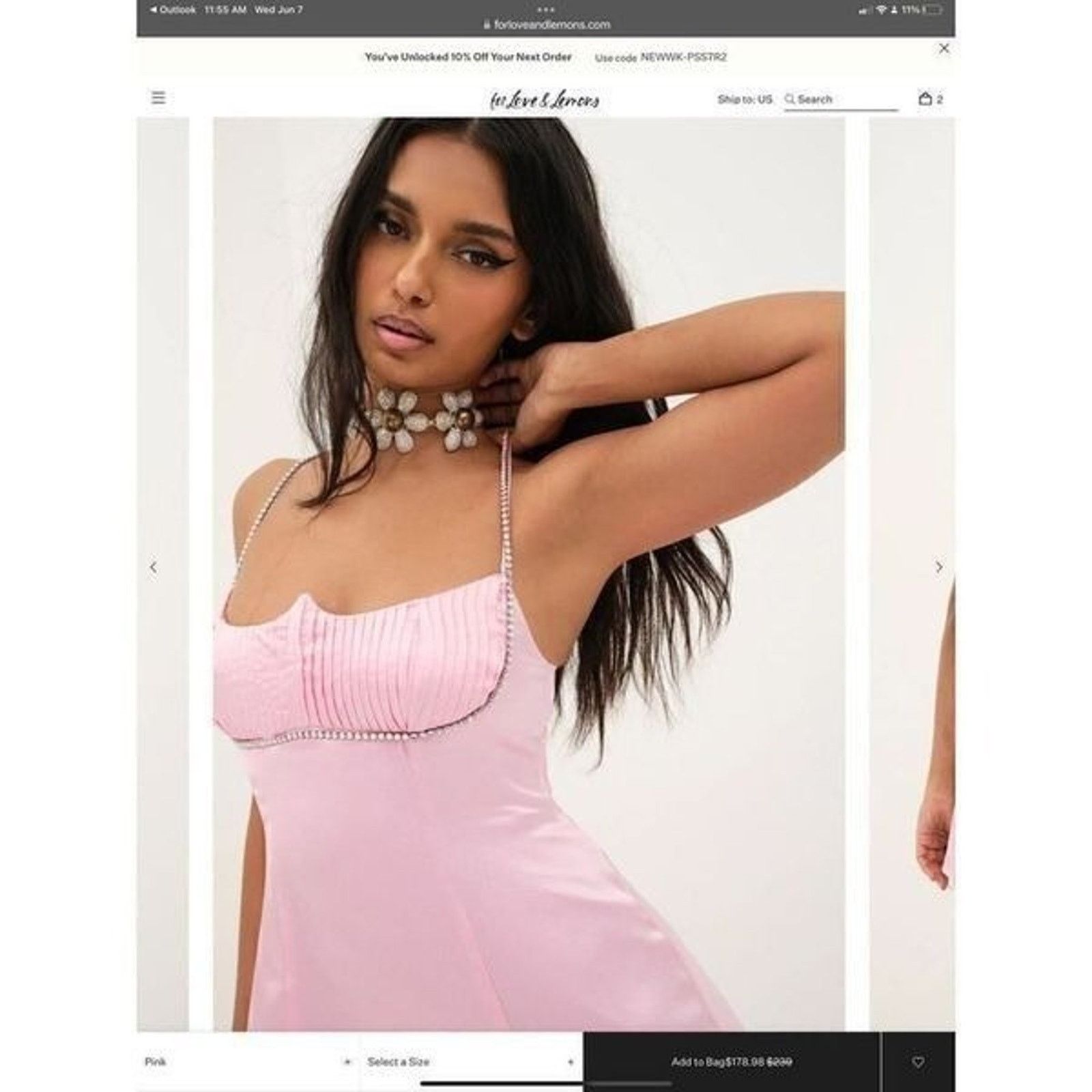 For Love & Lemons For love and lemons and Elora pink satin dress Size XS / US 0-2 / IT 36-38 - 2 Thumbnail