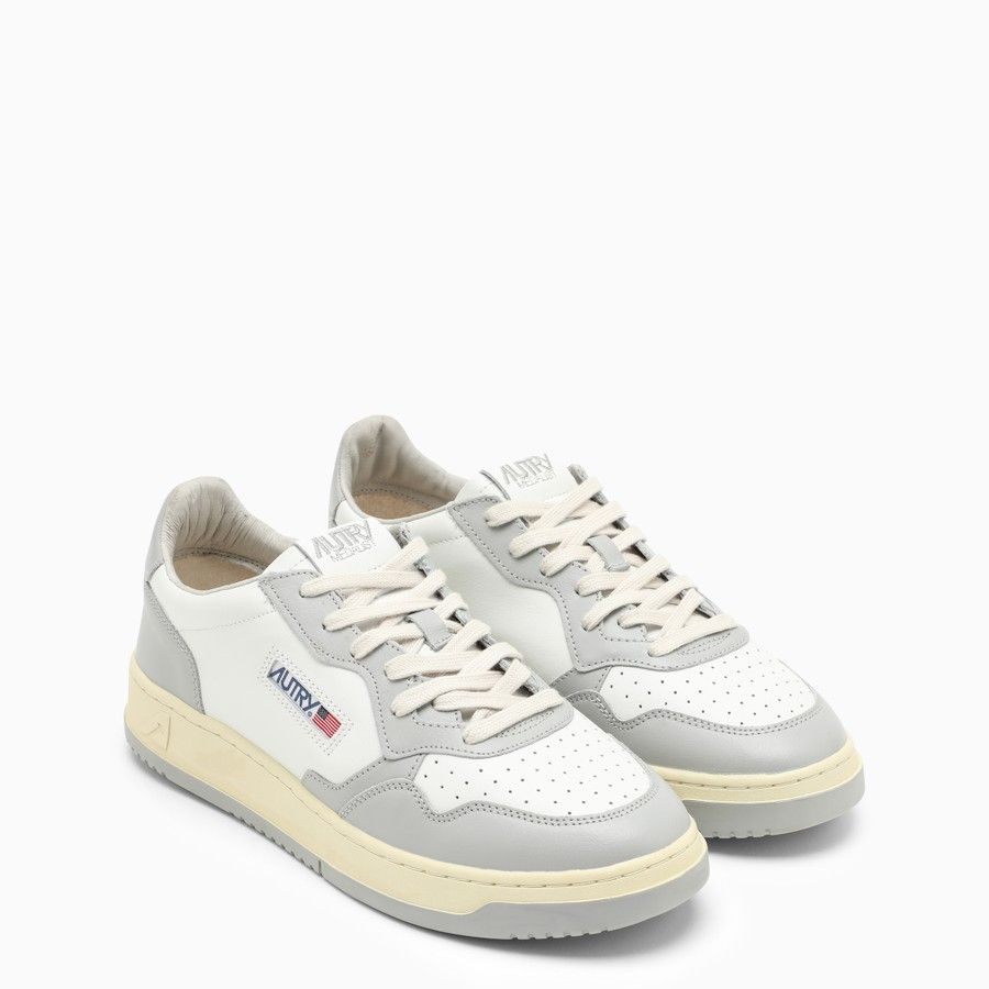 AUTRY o1d2blof0824 Leather Low-Top Trainers in White & Grey Size US 7 / IT 37 - 2 Thumbnail