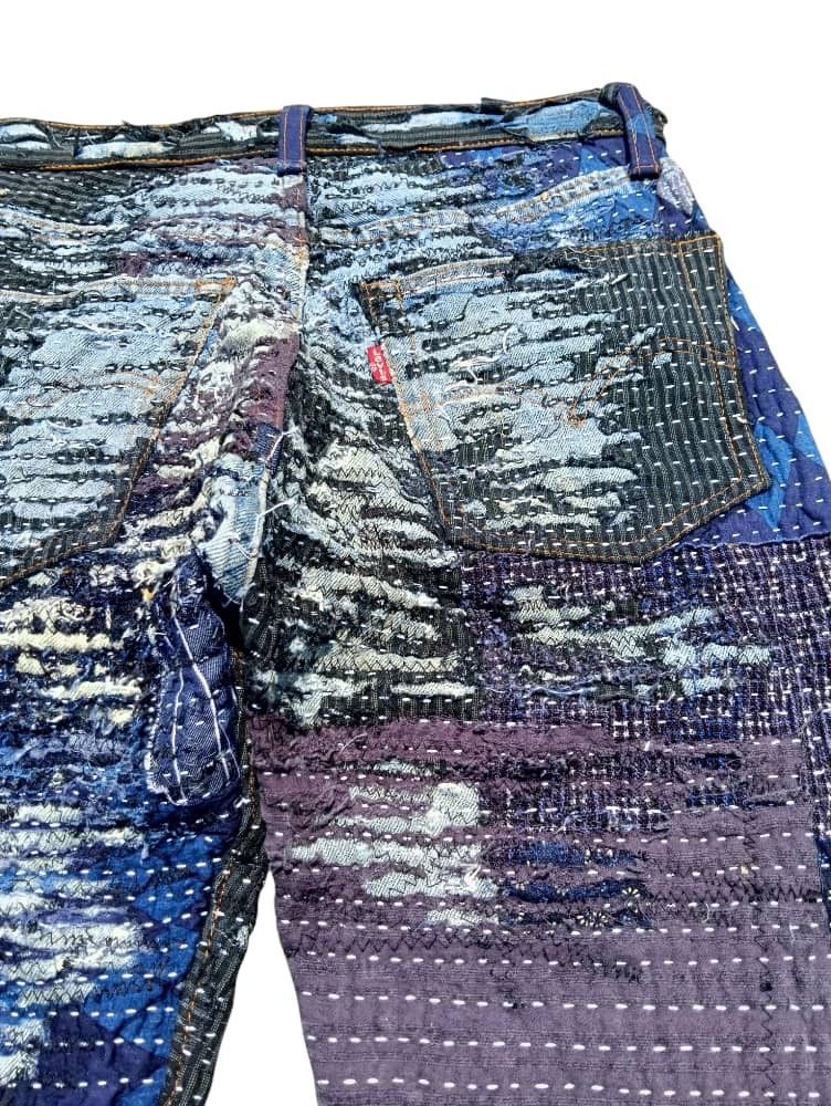 Levi's Vintage Clothing Vtg Levis Custom Sashiko Boro Kapital Style Single Number Size US 29 - 17 Thumbnail
