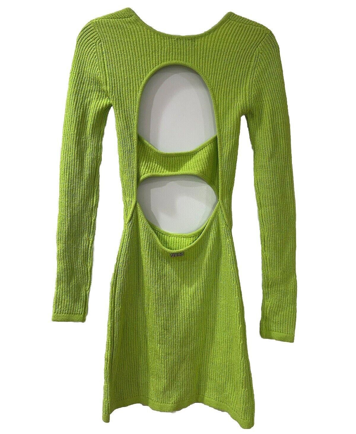 Designer SER.O.YA Cut Out Knit Mini Dress Lime Green Small Resortwear Size S / US 4 / IT 40 - 3 Thumbnail