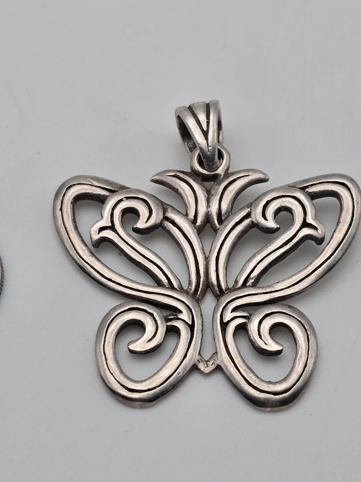 The Unbranded Brand Vintage Sterling Silver Butterfly Scroll Pendant 925 Size ONE SIZE - 1 Thumbnail