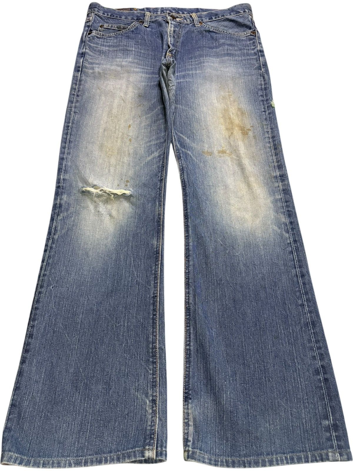 Lee Vintage Lee Rusty Mud Wash Distressed Bootcut Flare Jeans Size US 32 / EU 48 - 1 Thumbnail