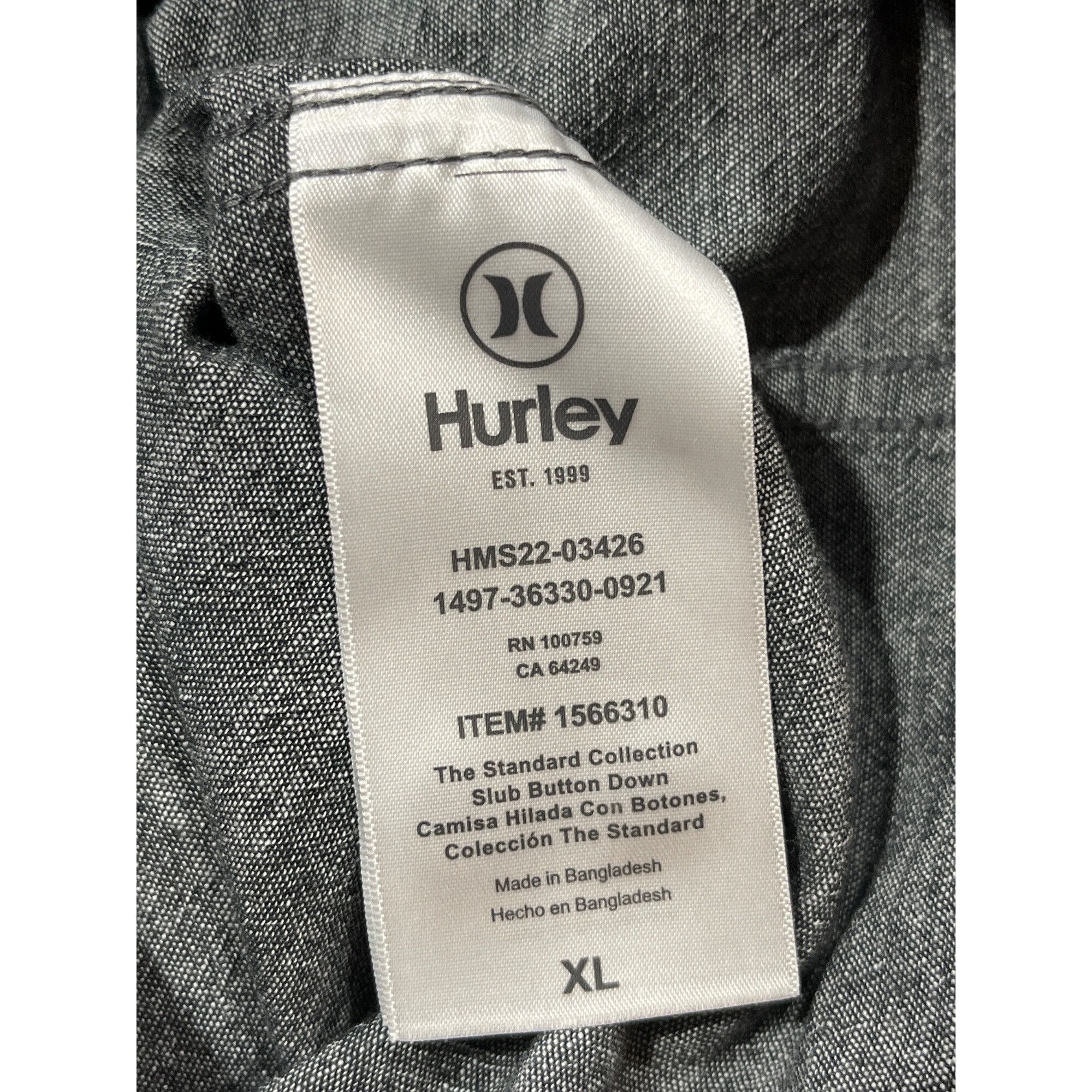 Hurley Hurley Mens Gray Button-Down Shirt XL Short Sleeve Cotton Bl Size US XL / EU 56 / 4 - 5 Thumbnail