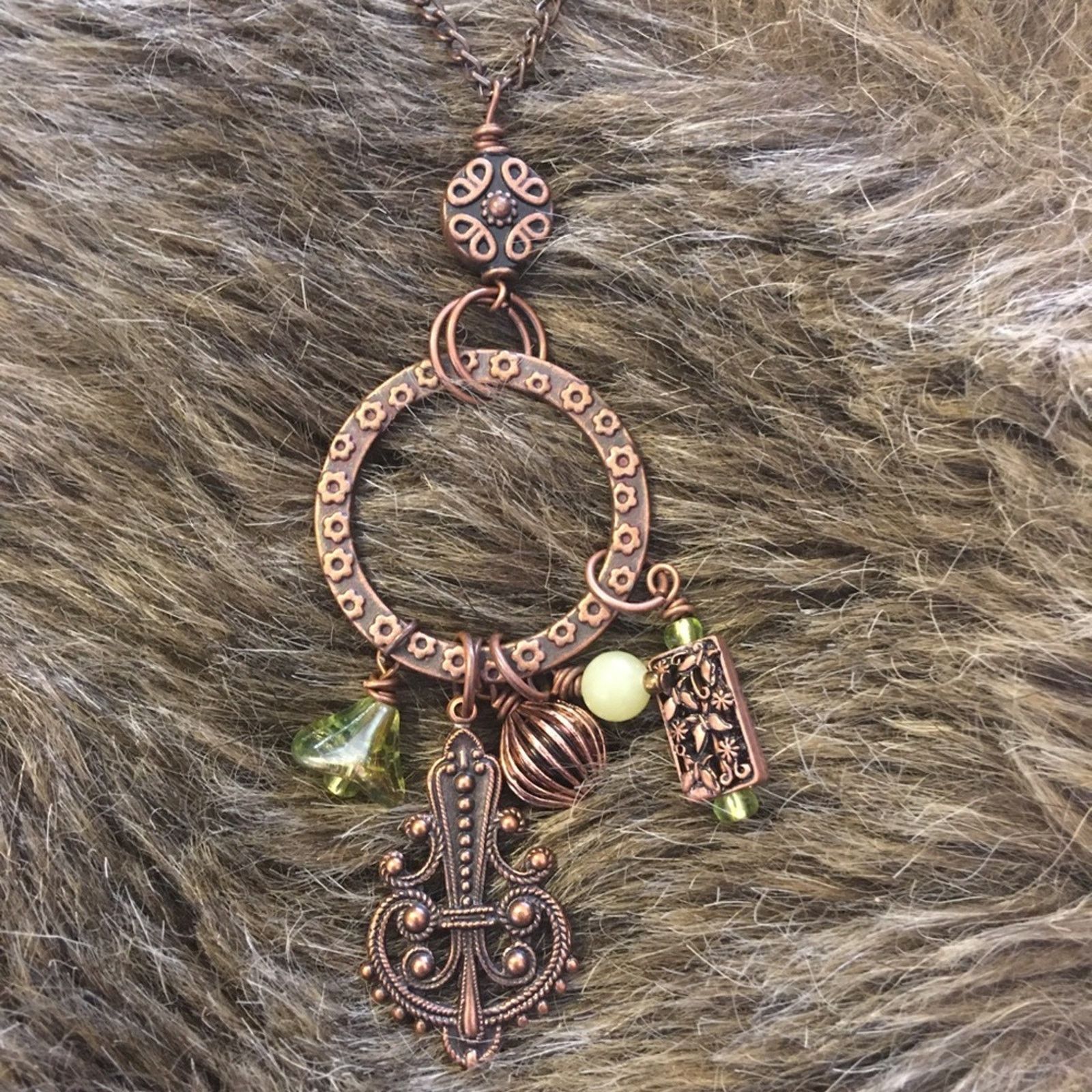 Vintage Vintage copper pendant with charms necklace Size ONE SIZE - 7 Thumbnail