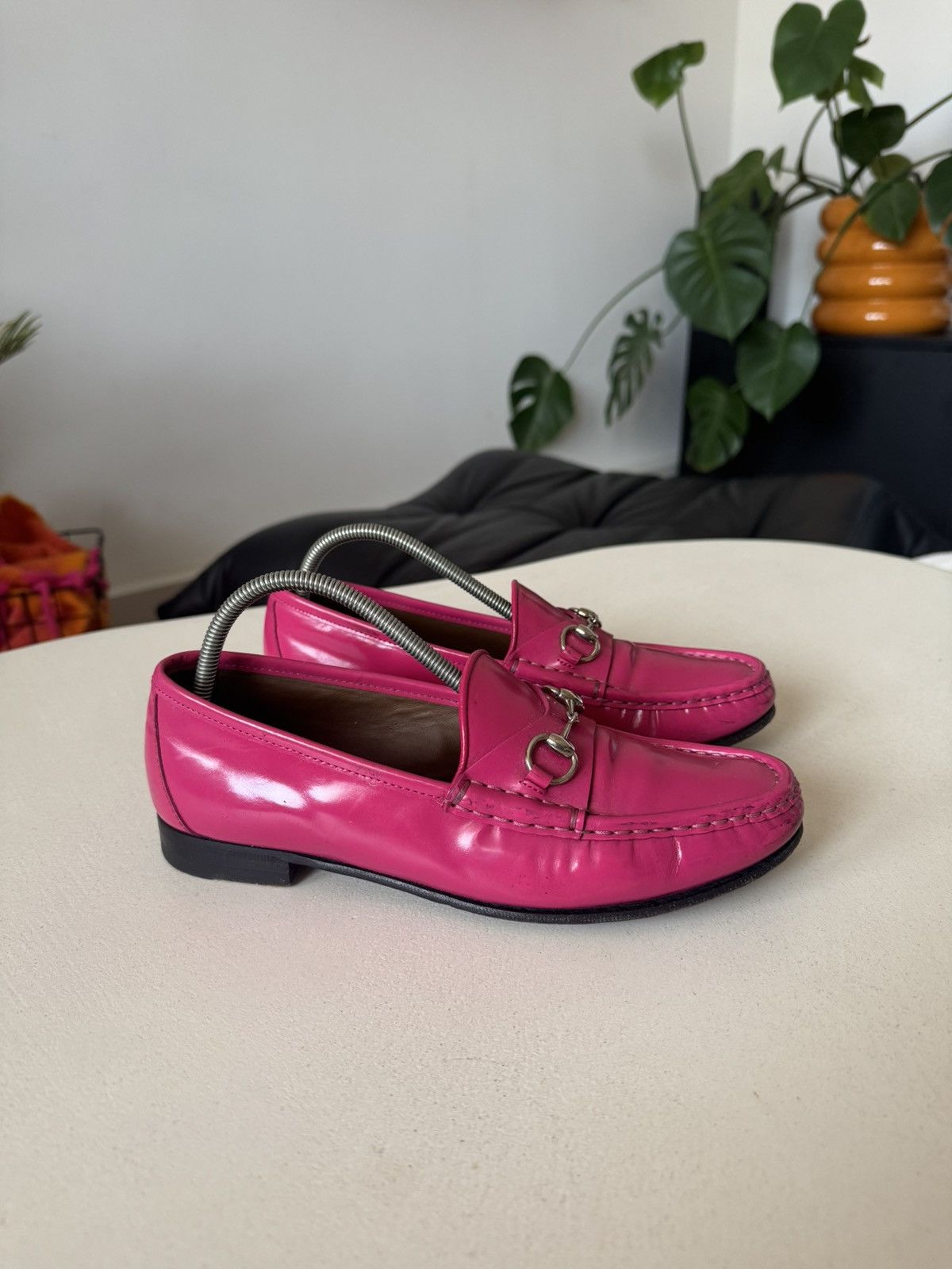 Gucci Pink Leather Loafers Casual Shoes Women Classy Rare