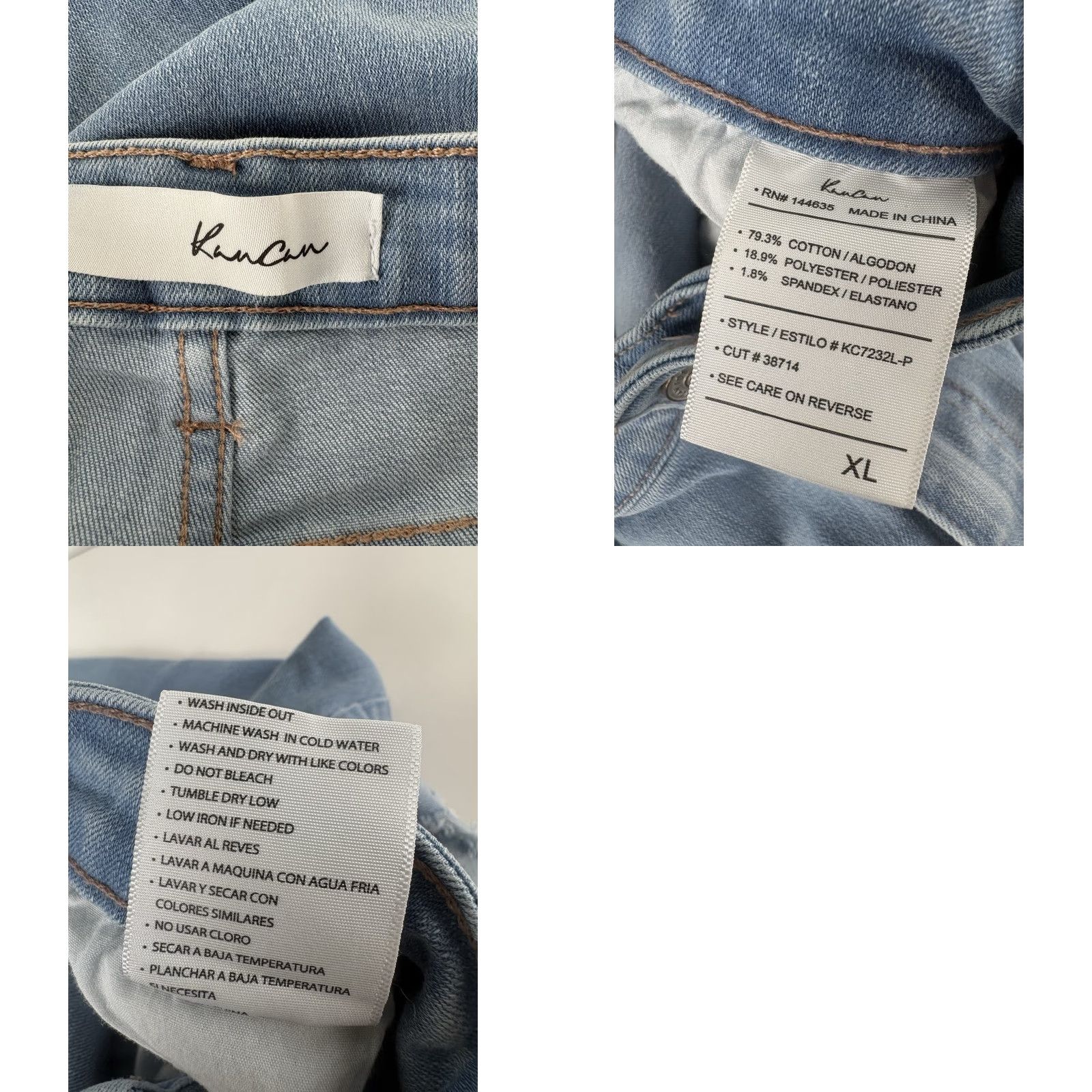 Vintage Kancan Jeans Lt Wash Distressed Cropped Womens Size XL Size 40" / US 18 - 8 Thumbnail