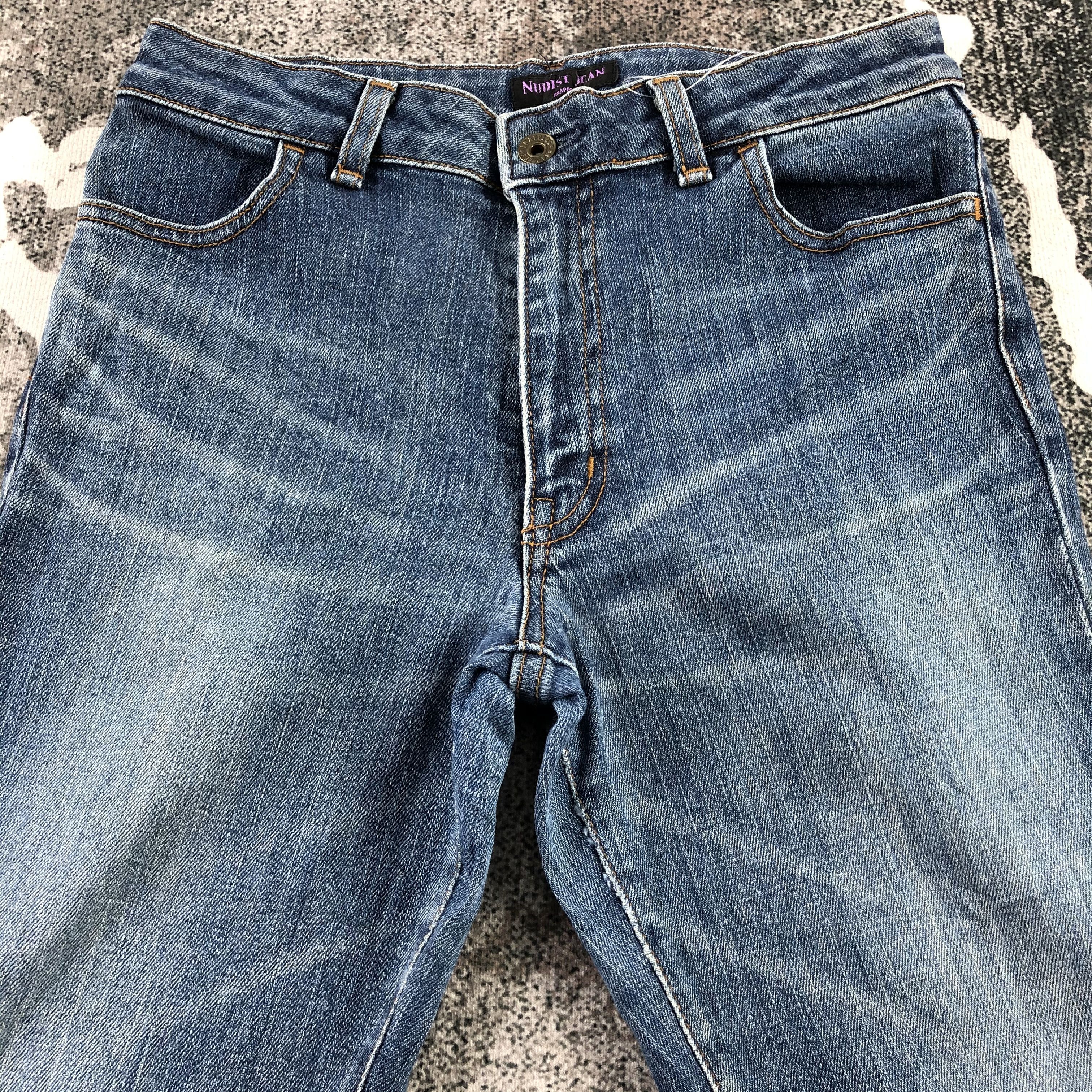 Japanese Brand Brappers Nudist Jeans Blue Wash Flare Denim KJ1344 Size 29" - 3 Thumbnail