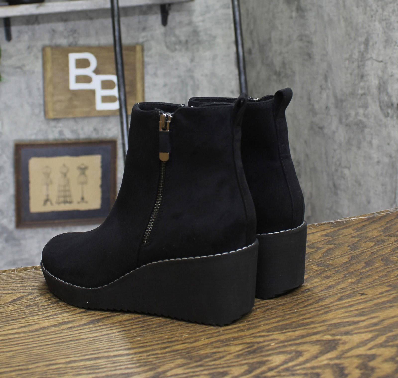 Style & Co New Style & Co. Booties 10019630400 Black Microsuede 7.5m Size US 7.5 / IT 37.5 - 2 Thumbnail